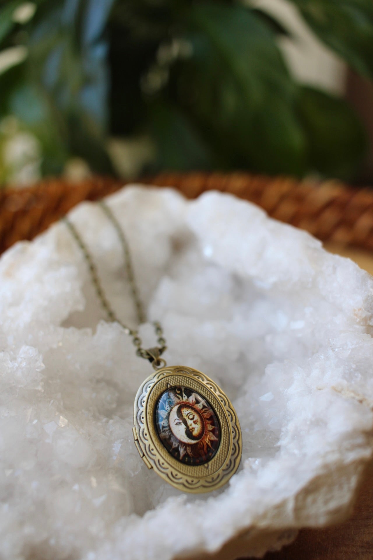Sun & Moon Face Locket Necklace