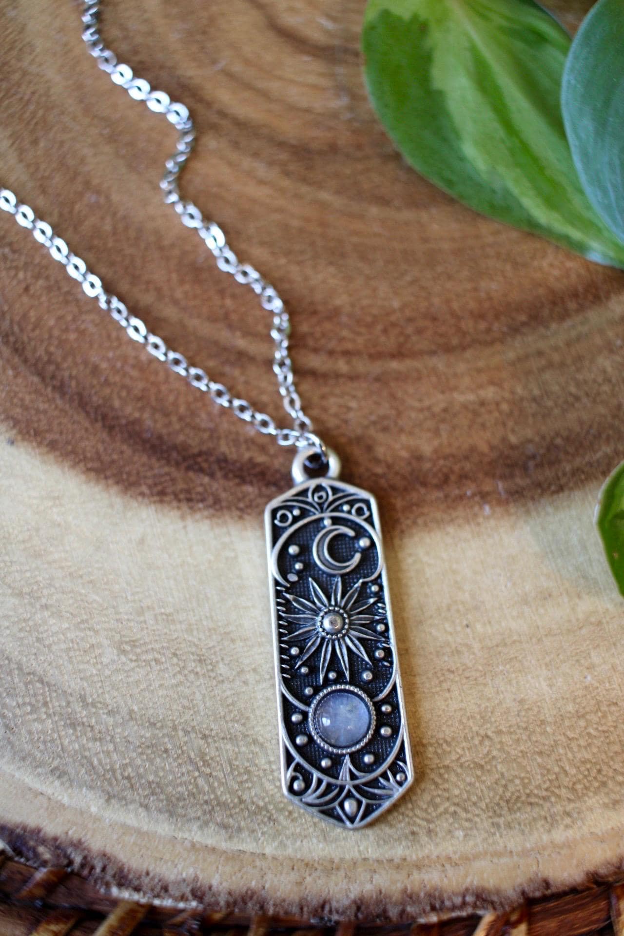 Silver Cosmic Moonstone Necklace
