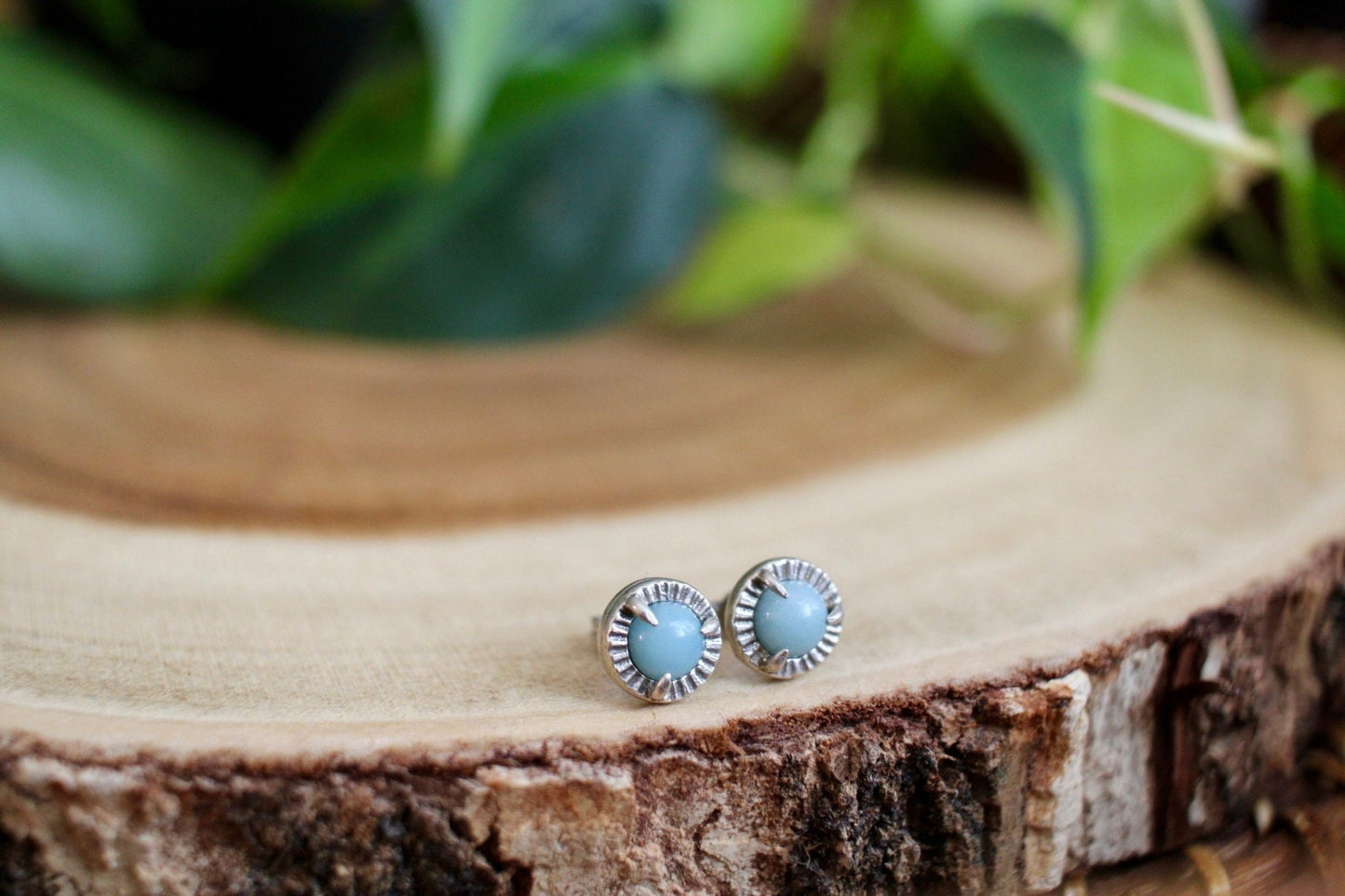 Amazonite Dainty Silver Stud Earrings
