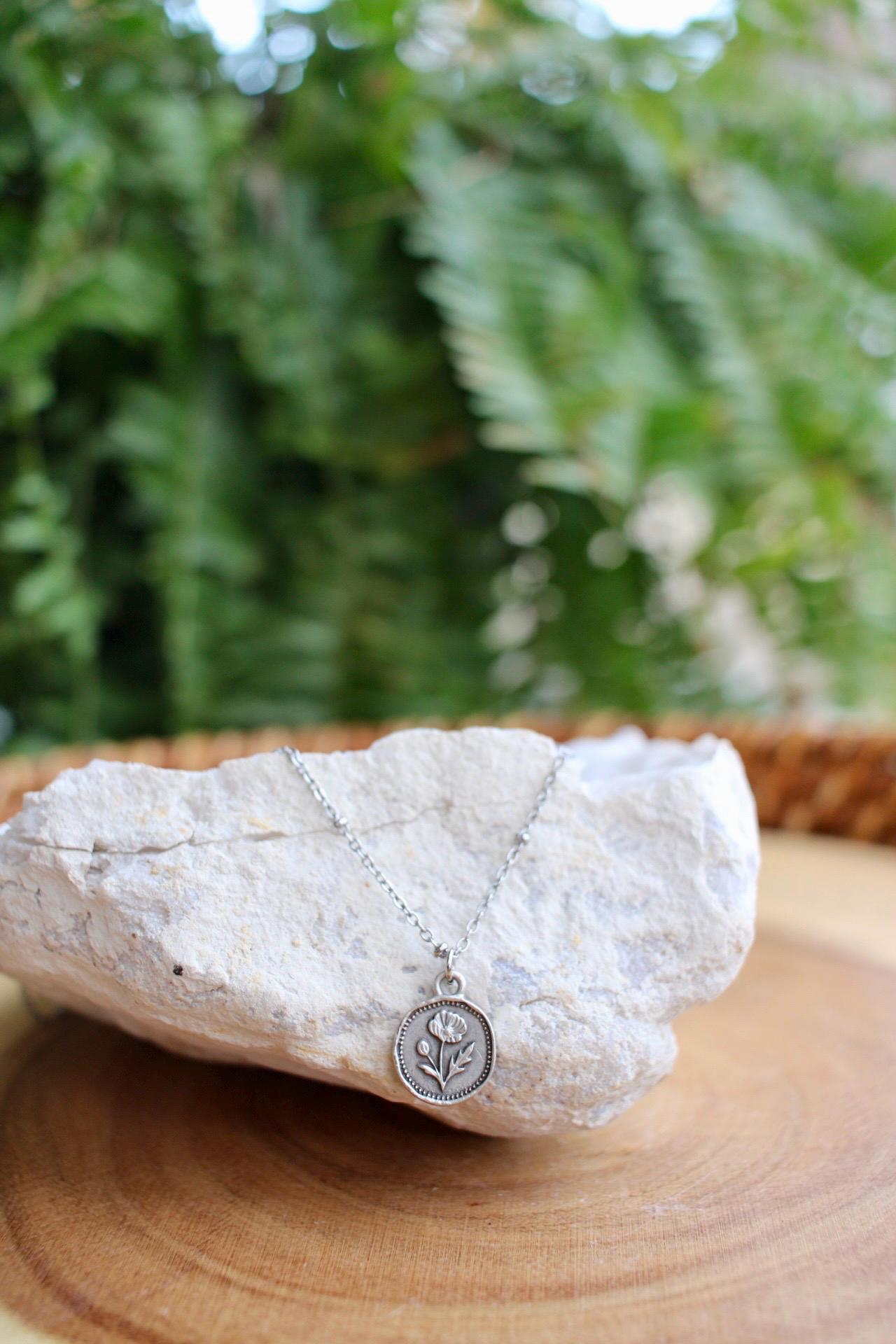 Dainty Poppy Flower Charm Necklace