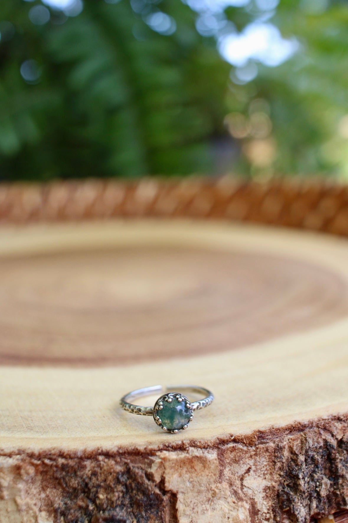 Dainty Moss Agate Ring