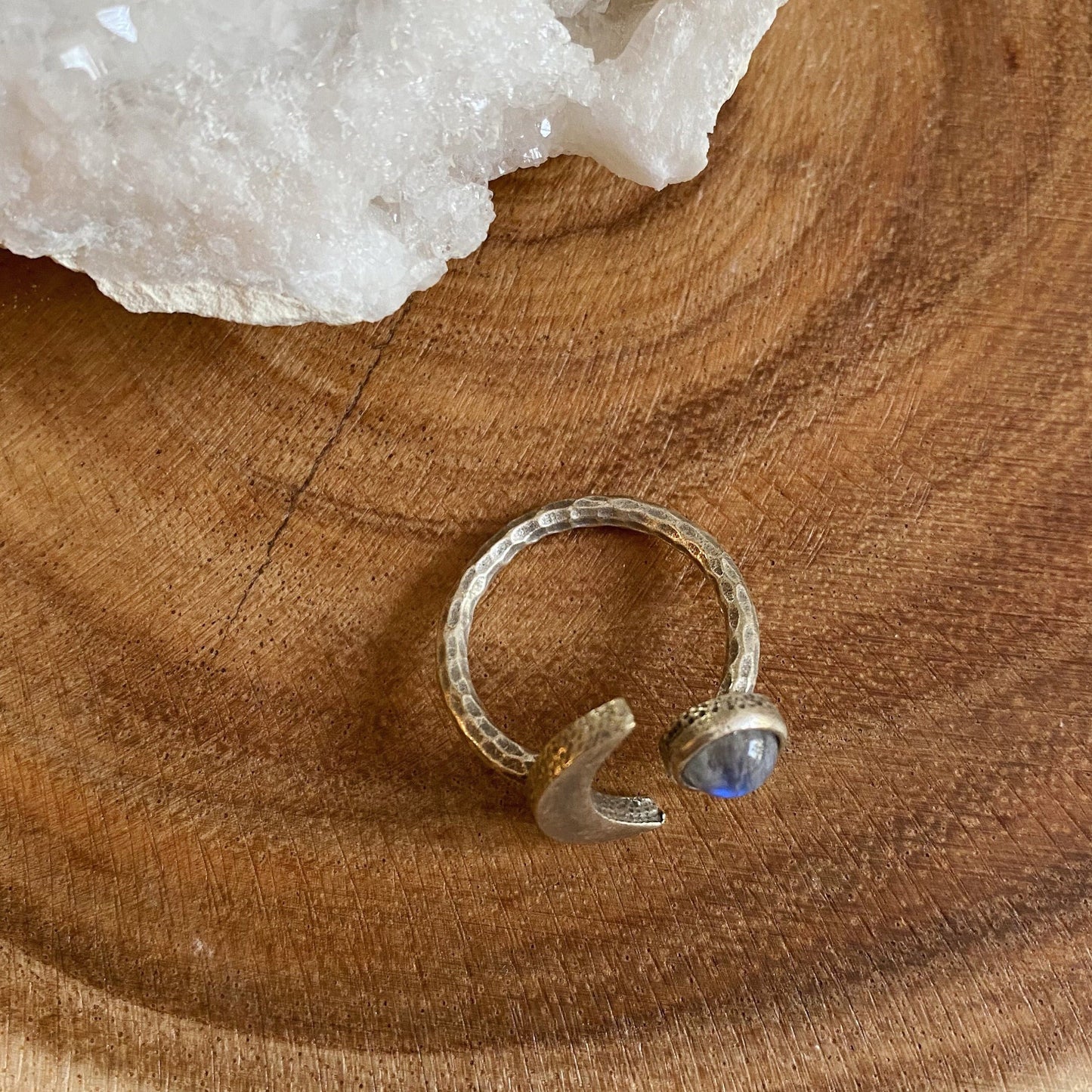 Moonstone Crescent Moon Ring