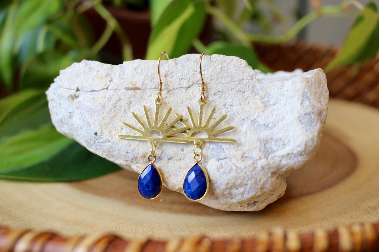 Lapis Lazuli Sun Dangle Earrings