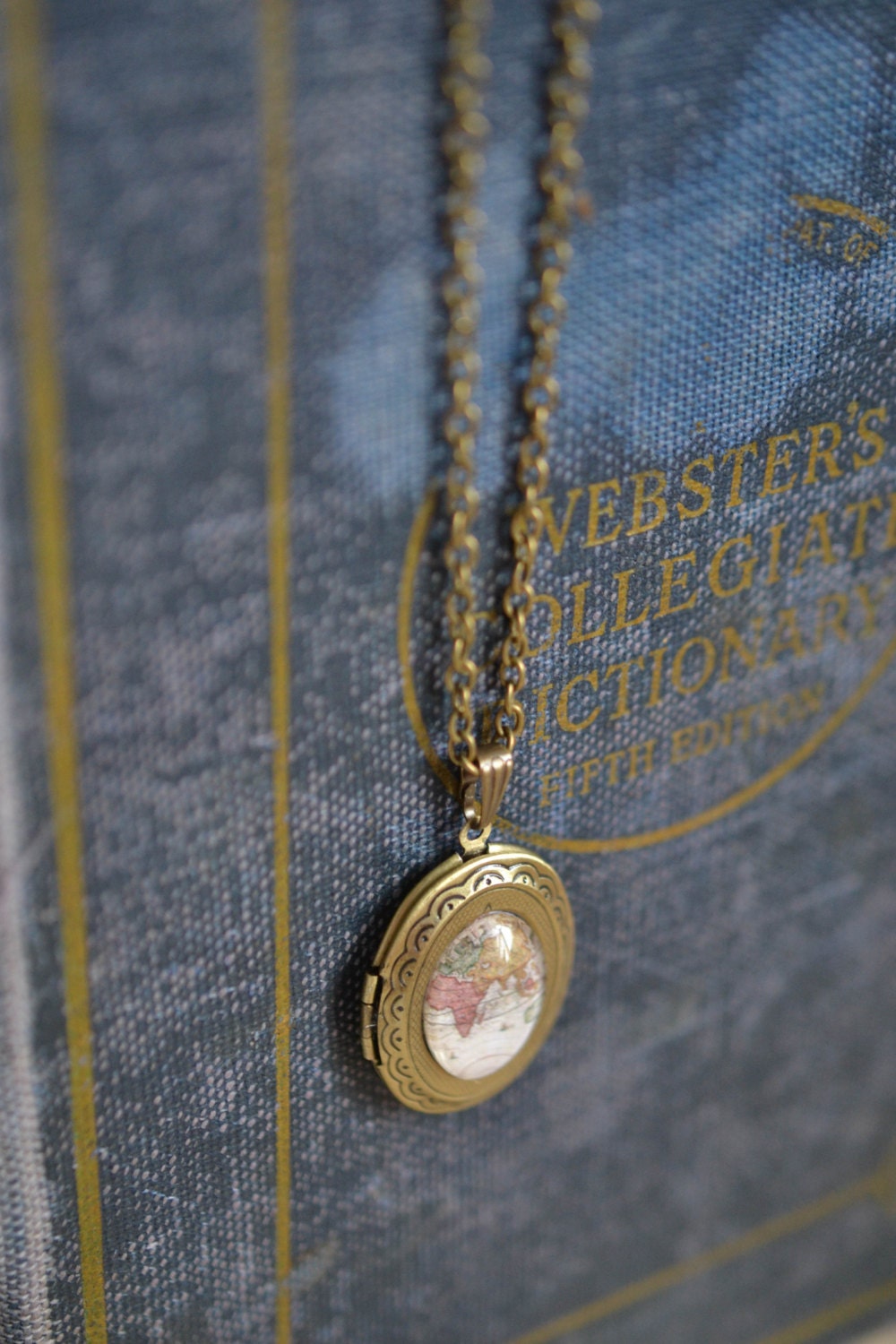 Bronze Map Locket Necklace