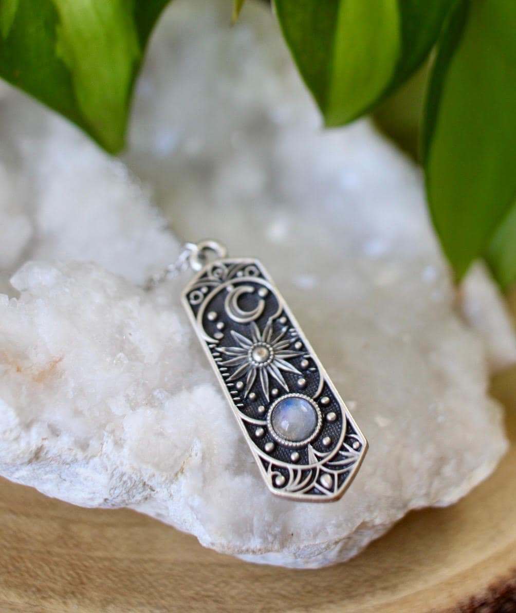 Silver Cosmic Moonstone Necklace