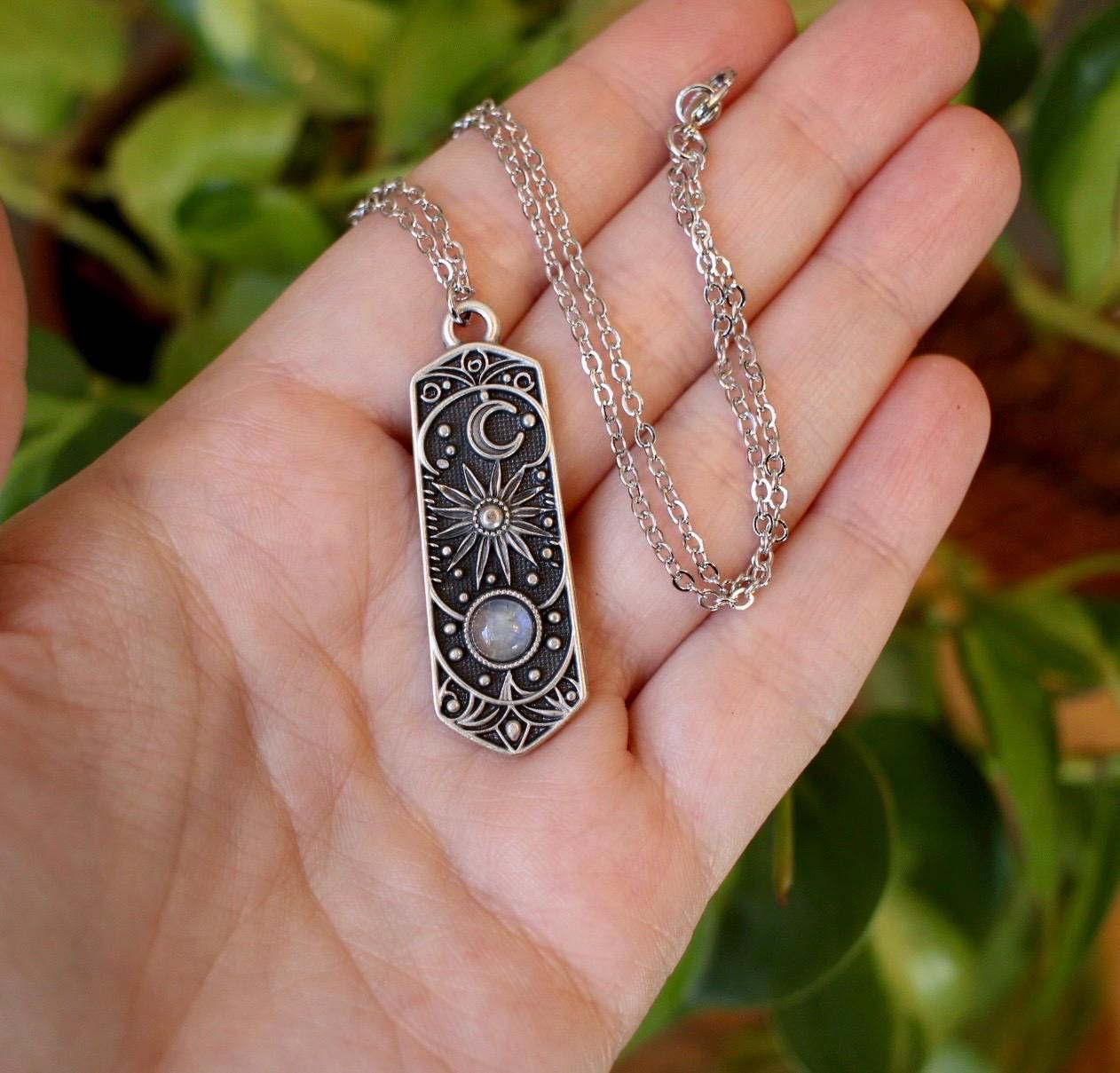 Silver Cosmic Moonstone Necklace