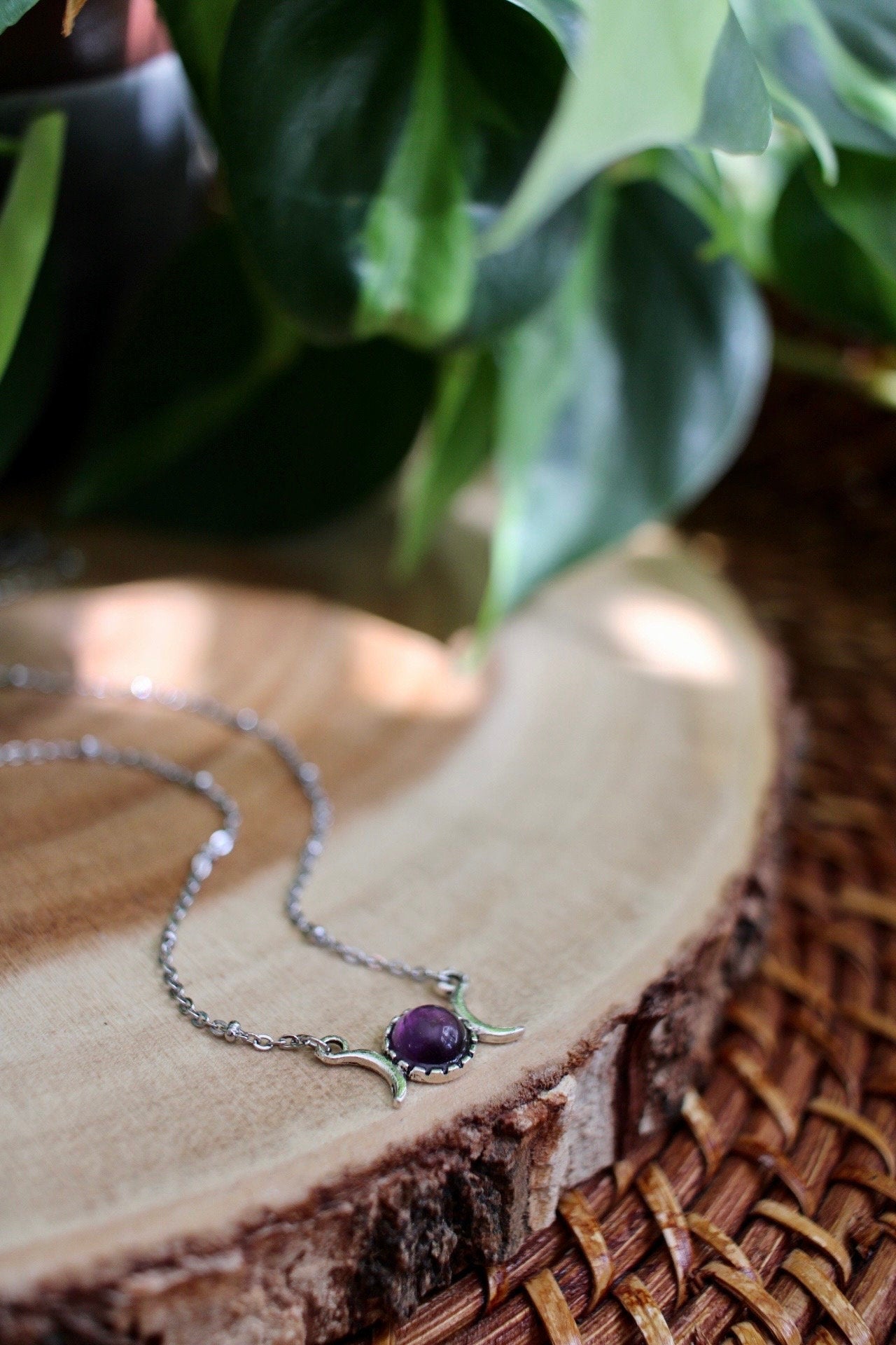 Dainty Triple Moon Amethyst Necklace
