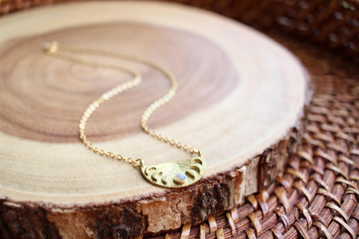 Opal Moon Phase Necklace