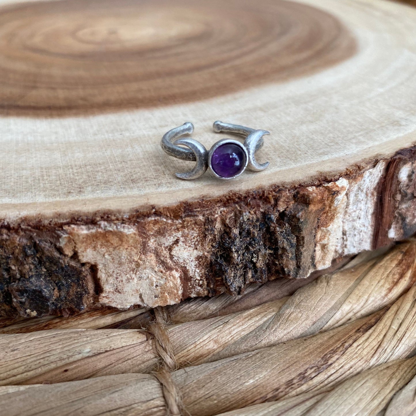 Amethyst Triple Moon Ring