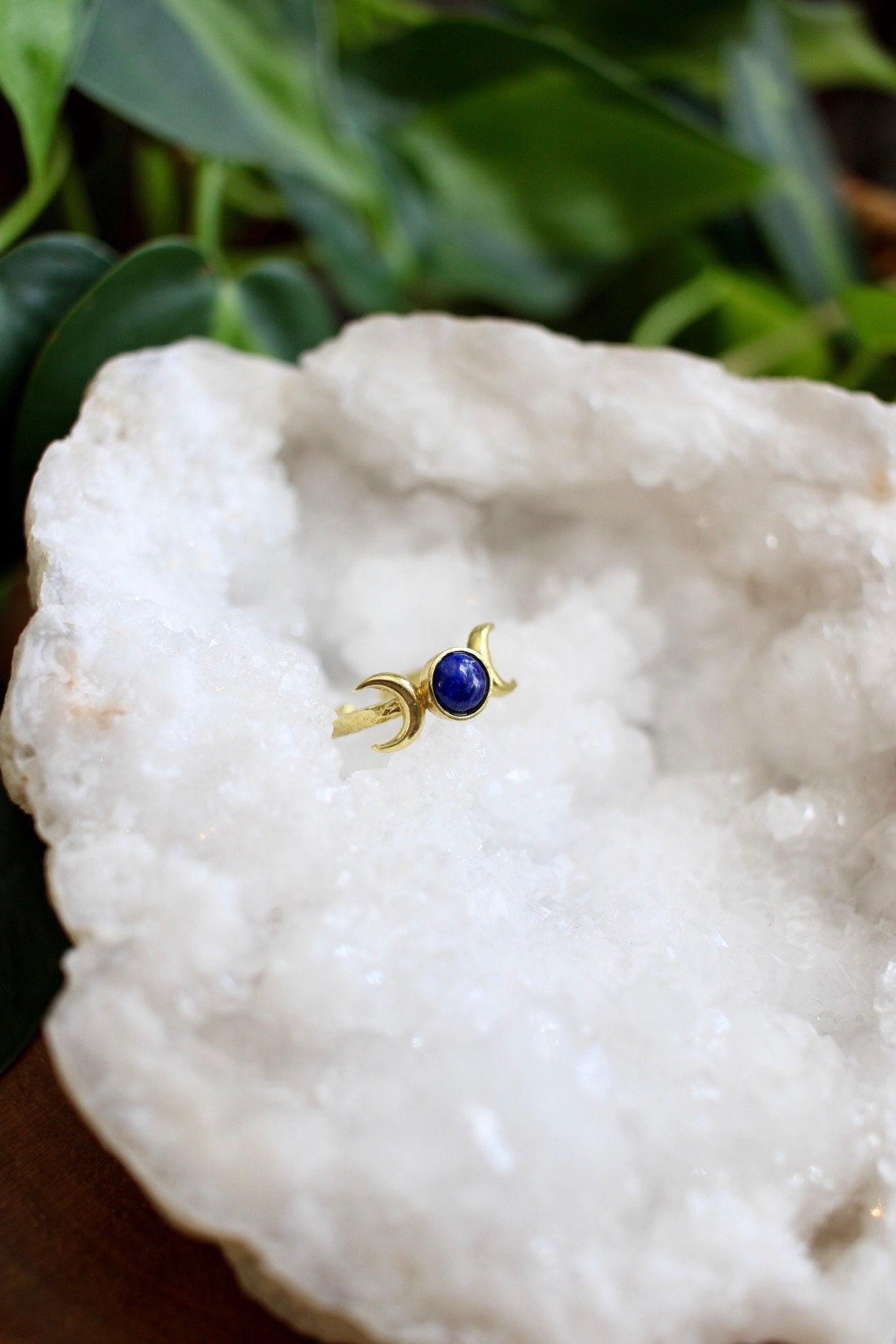 Lapis Lazuli Triple Moon Ring