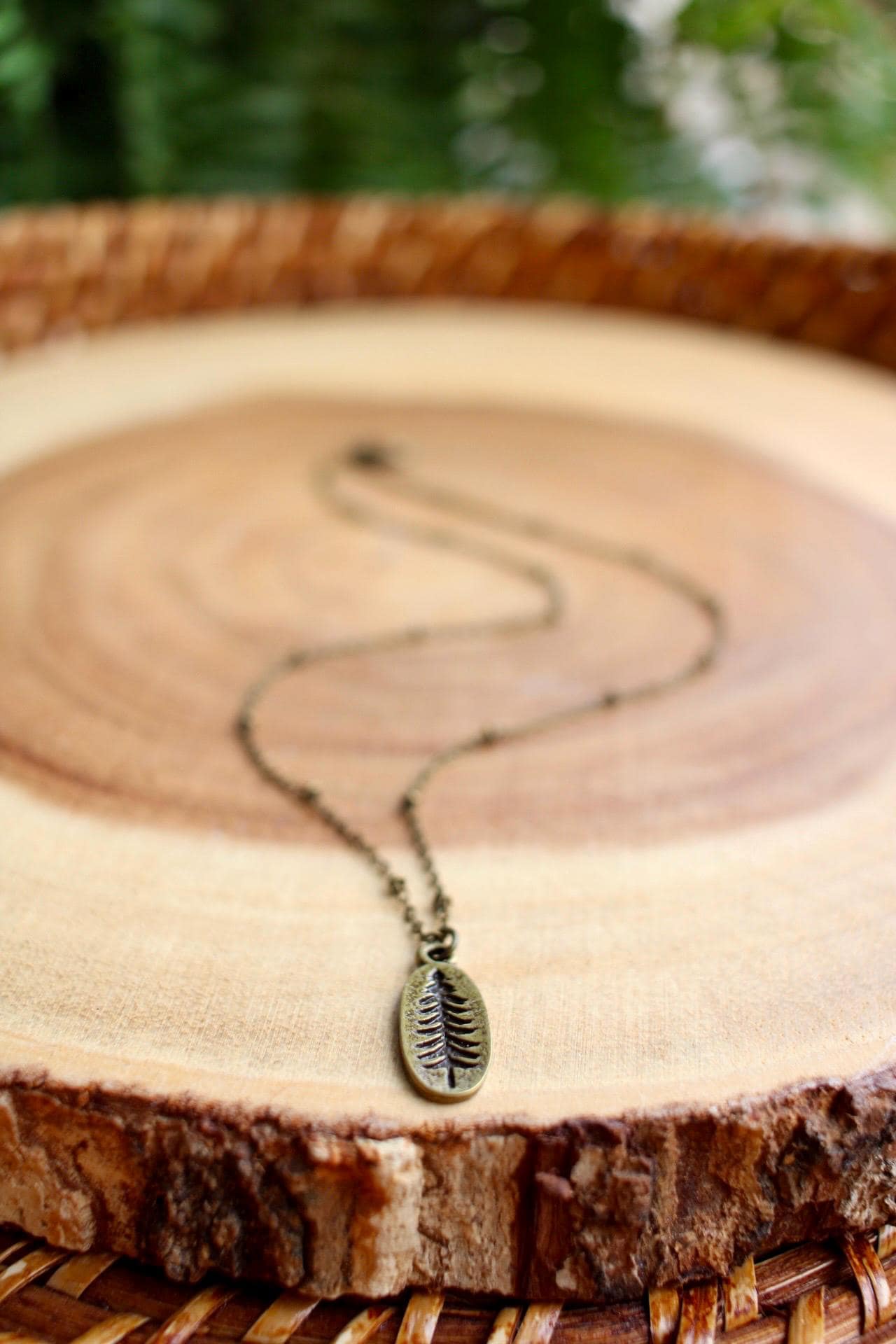 Dainty Bronze Pine Tree Charm Necklace