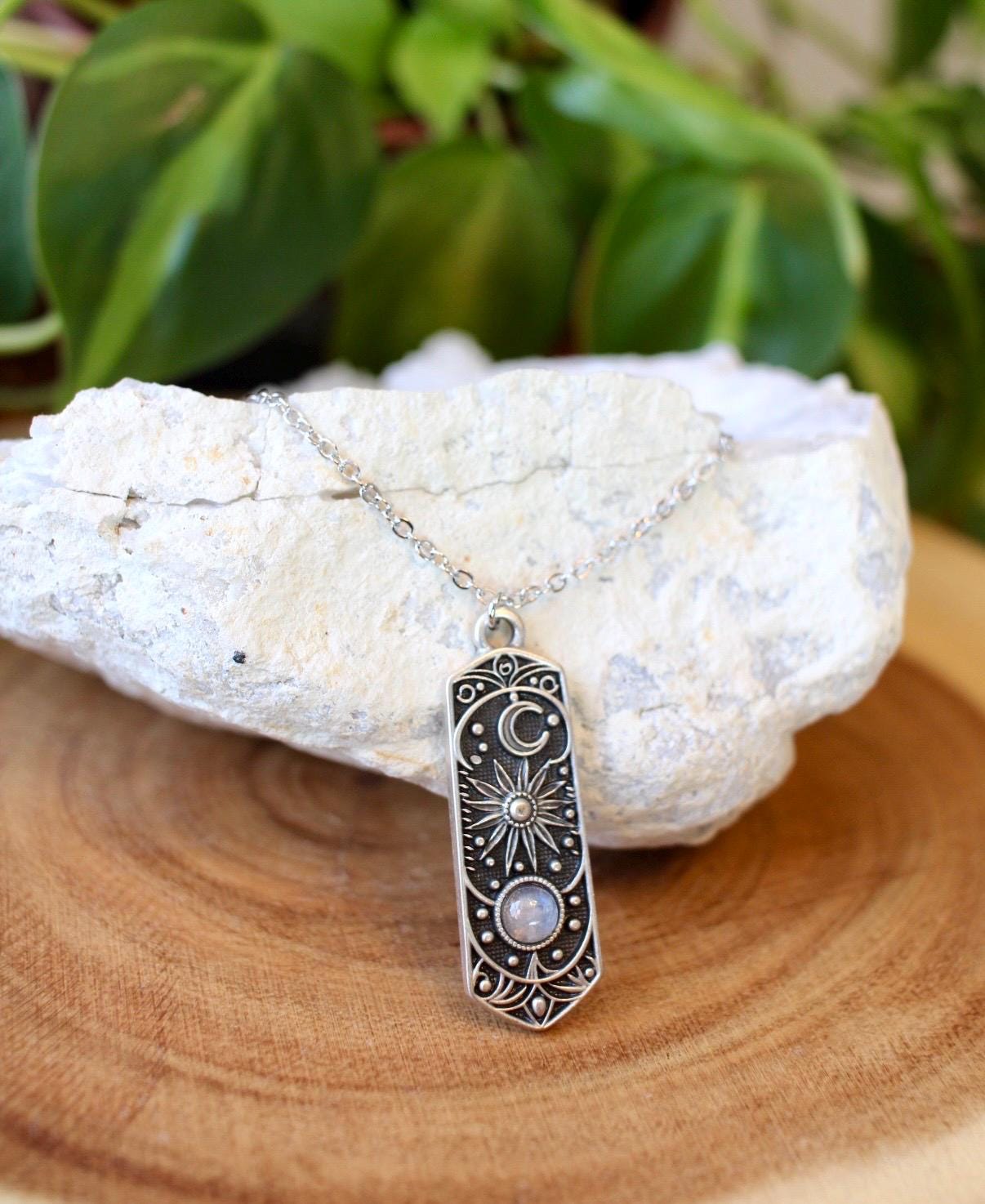 Silver Cosmic Moonstone Necklace