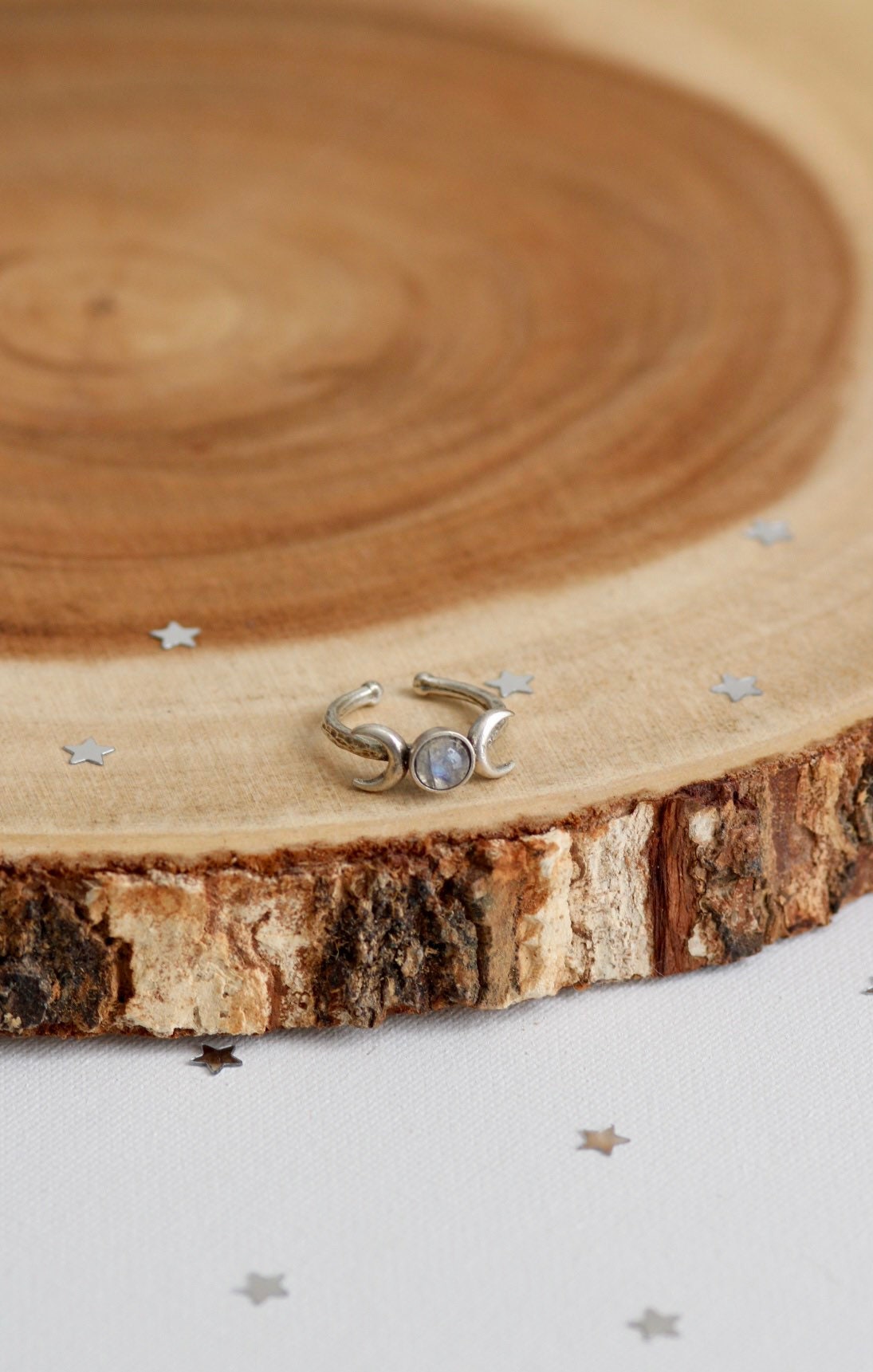 Moonstone Triple Moon Ring