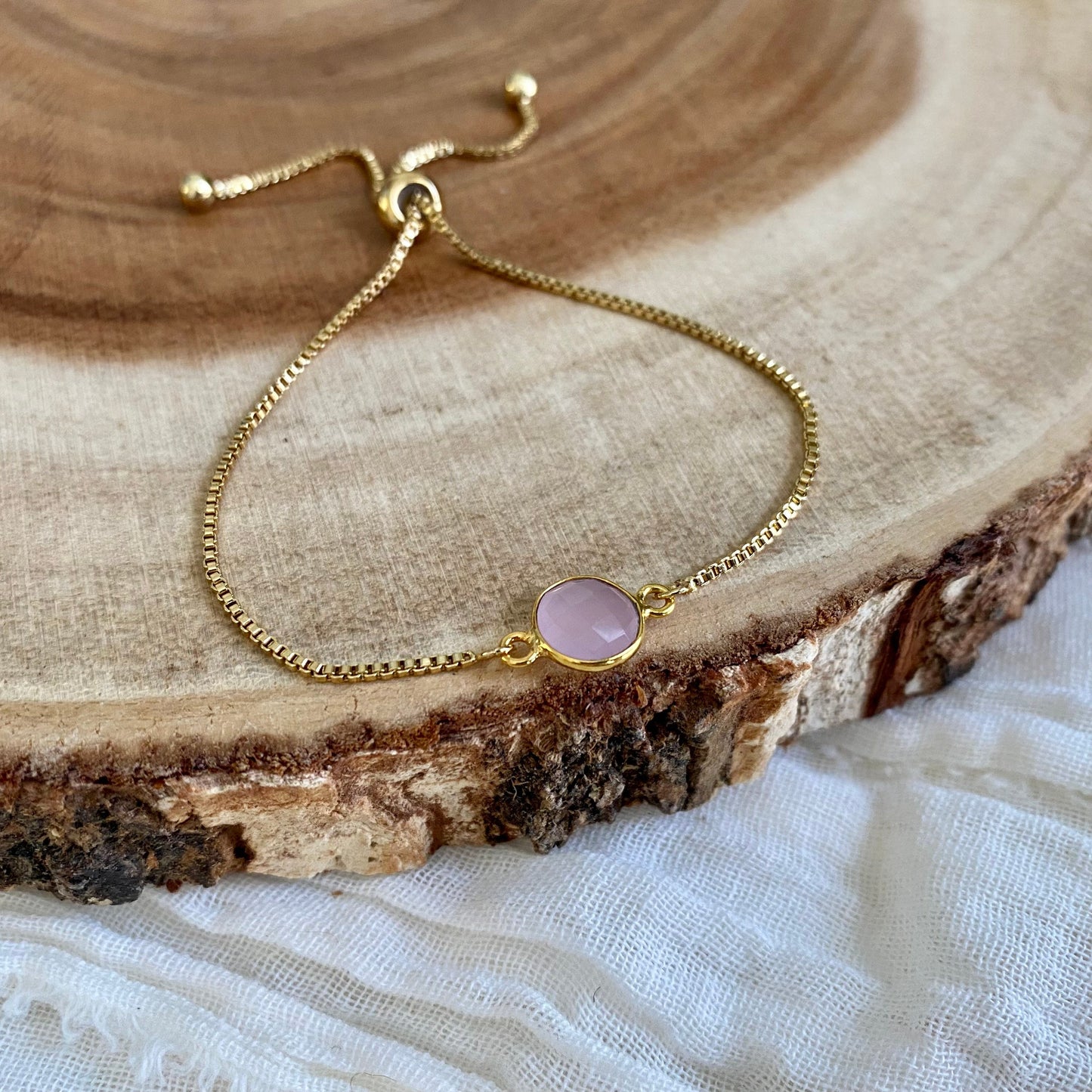 Rose Chalcedony Gold Bracelet