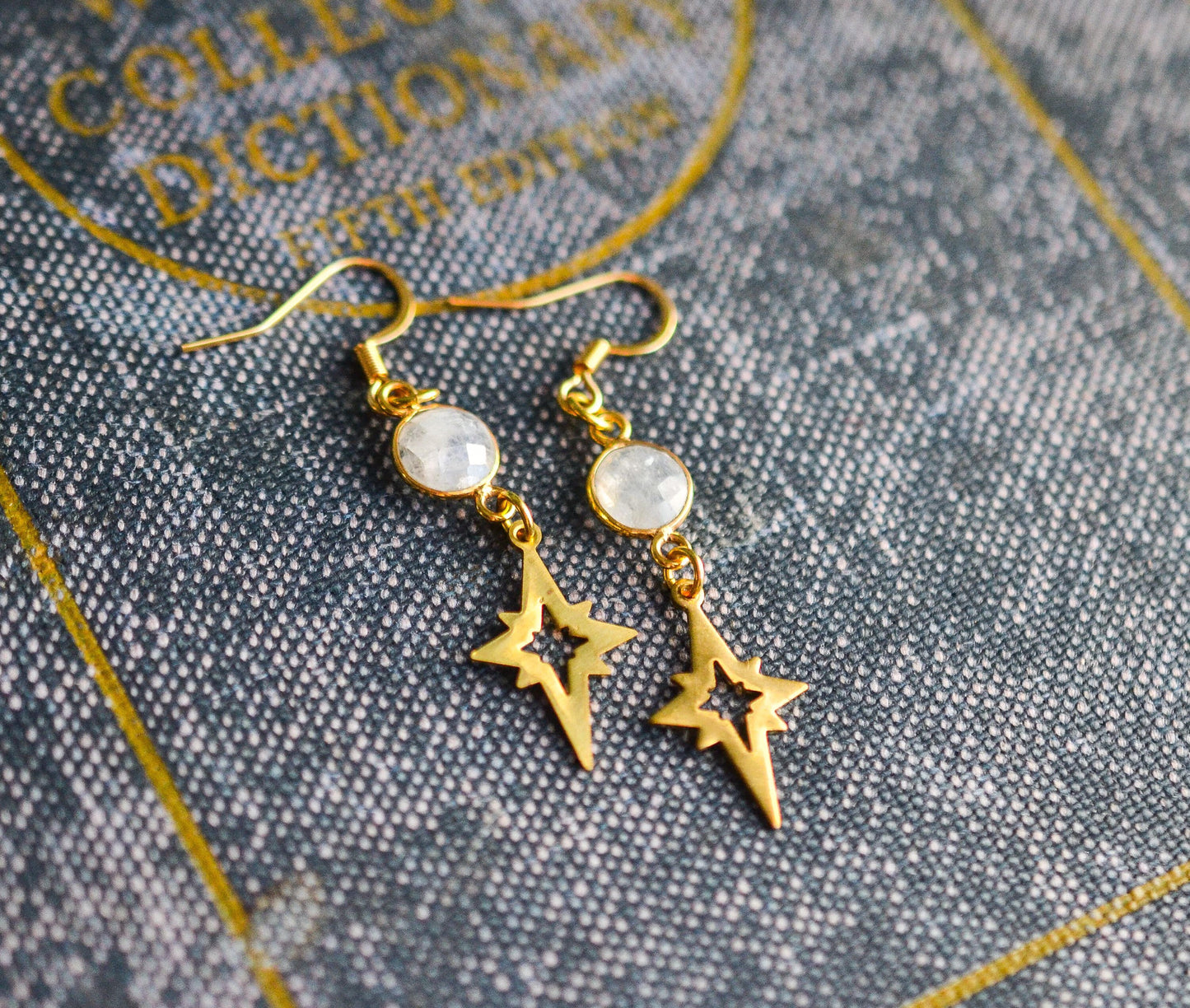 Rainbow Moonstone Polaris Dangle Earrings
