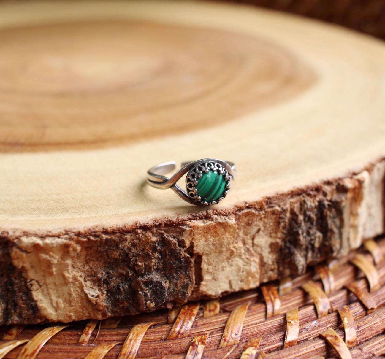 Malachite Adjustable Gemstone Ring