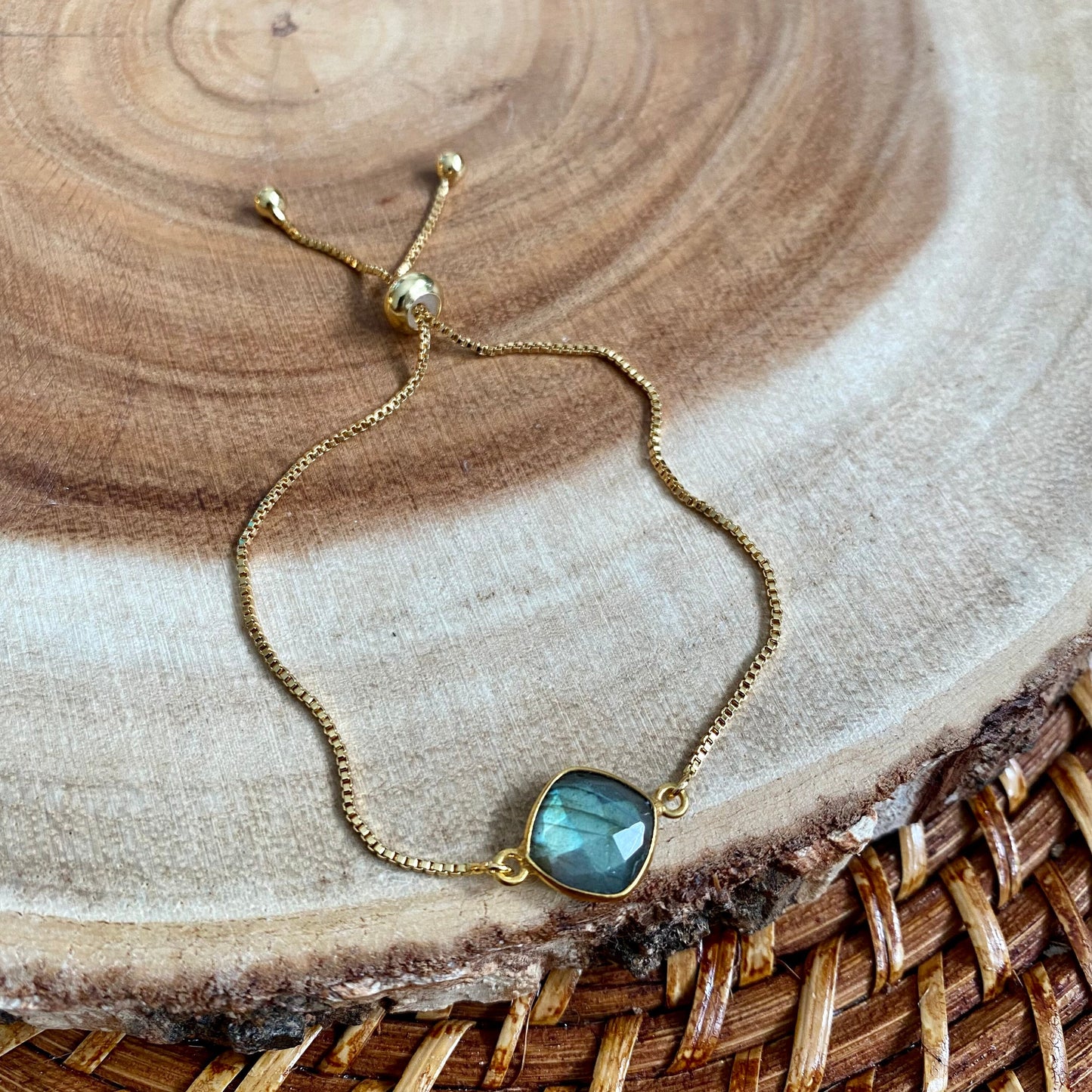 Gold Labradorite Adjustable Bracelet