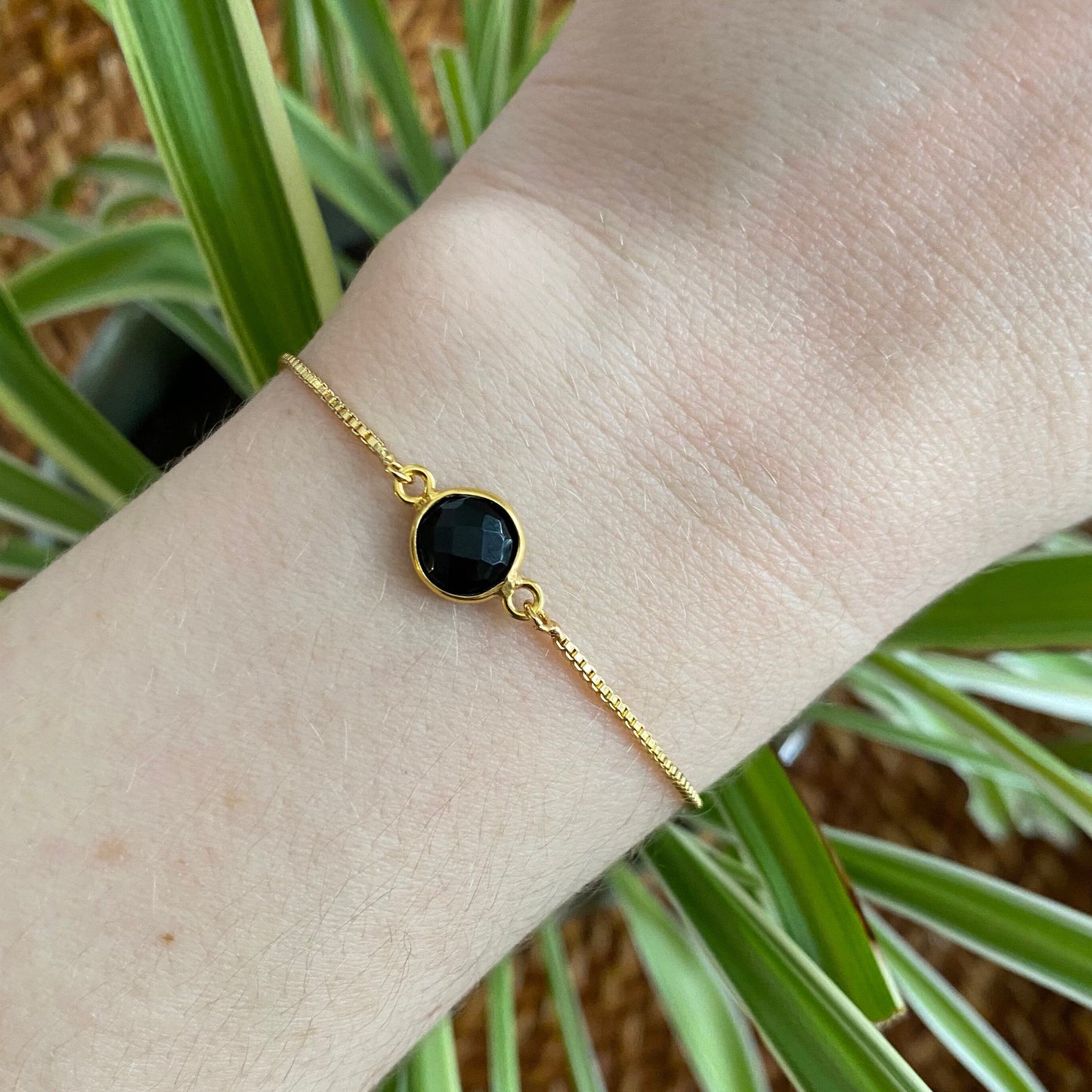 Black Onyx Gold Plated Bracelet