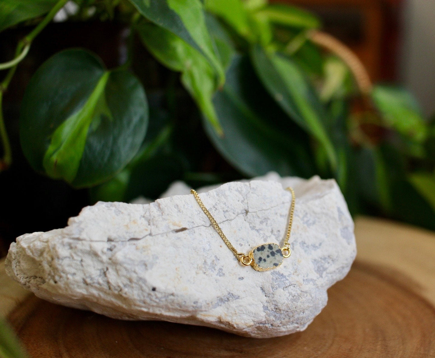 Dalmatian Jasper Gold Bracelet