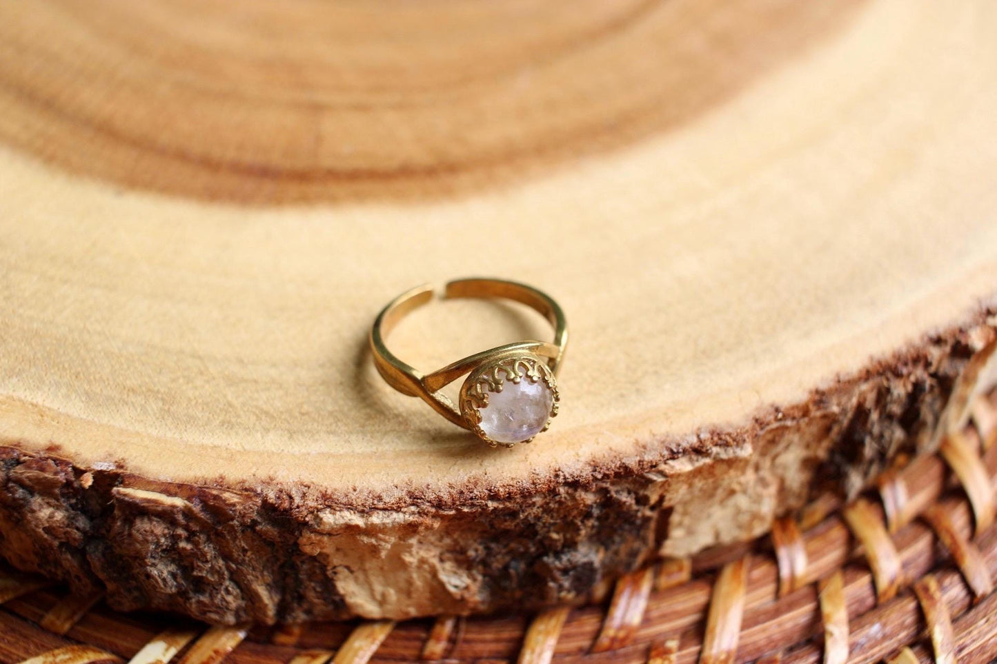 Rainbow Moonstone Ring