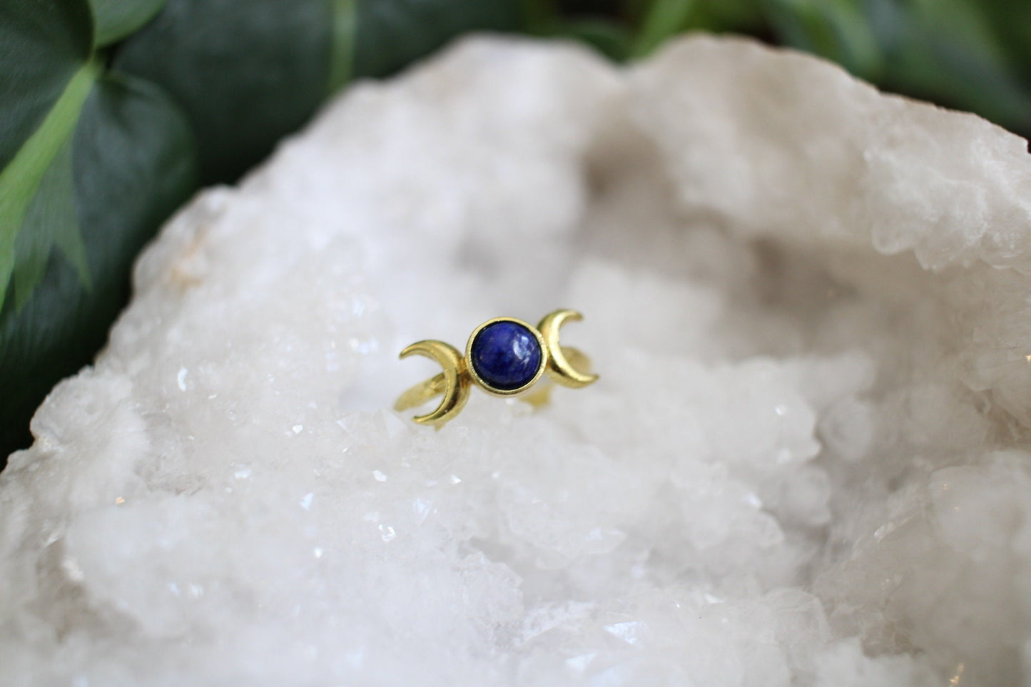 Lapis Lazuli Triple Moon Ring