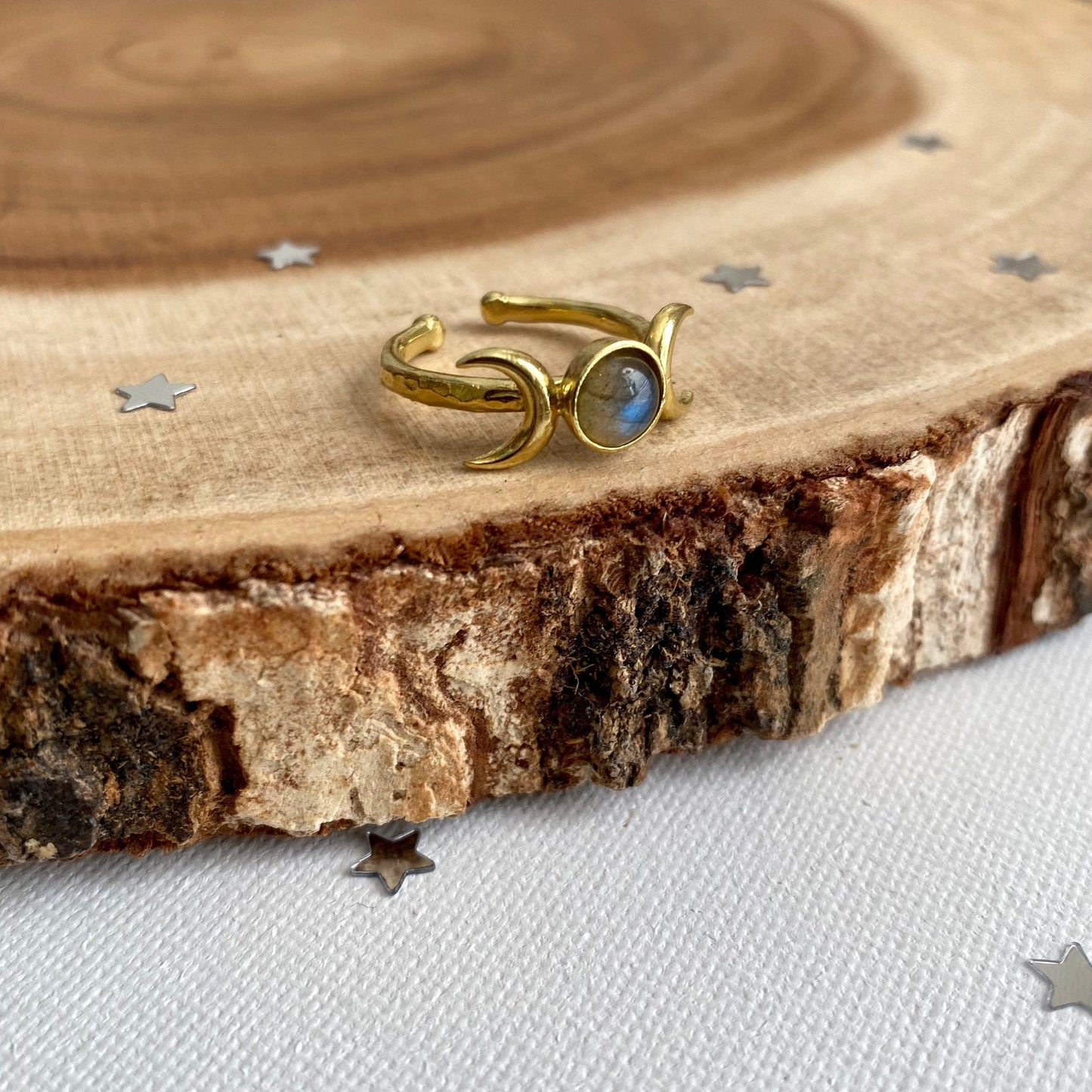 Labradorite Triple Moon Ring