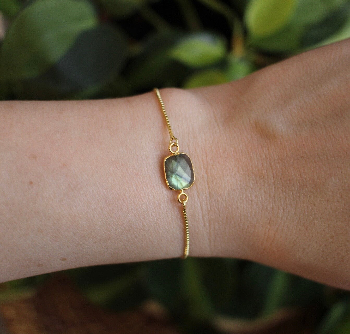 Gold Electroplated Labradorite Bracelet
