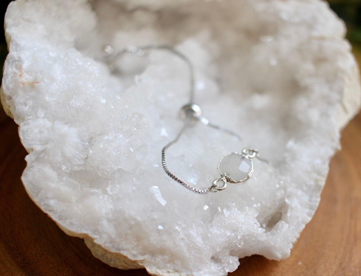 Dainty Silver Moonstone Bracelet