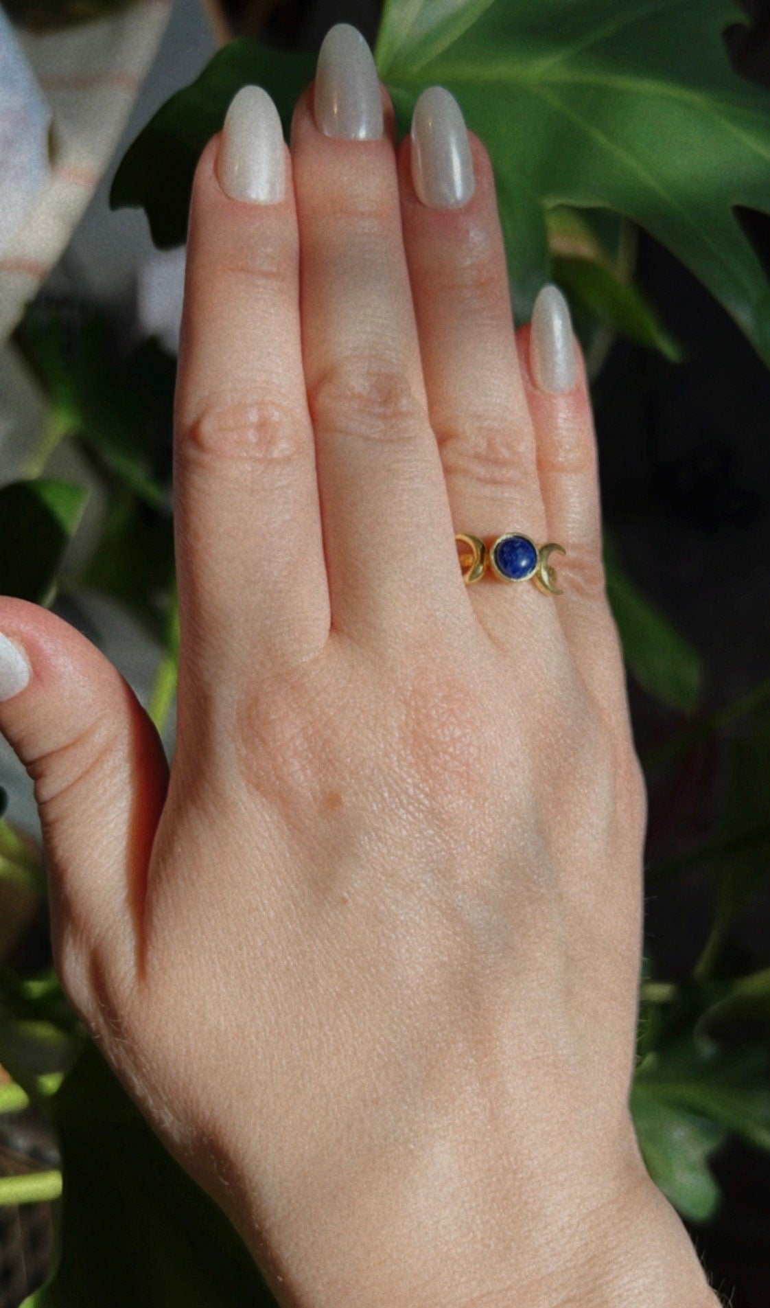 Lapis Lazuli Triple Moon Ring