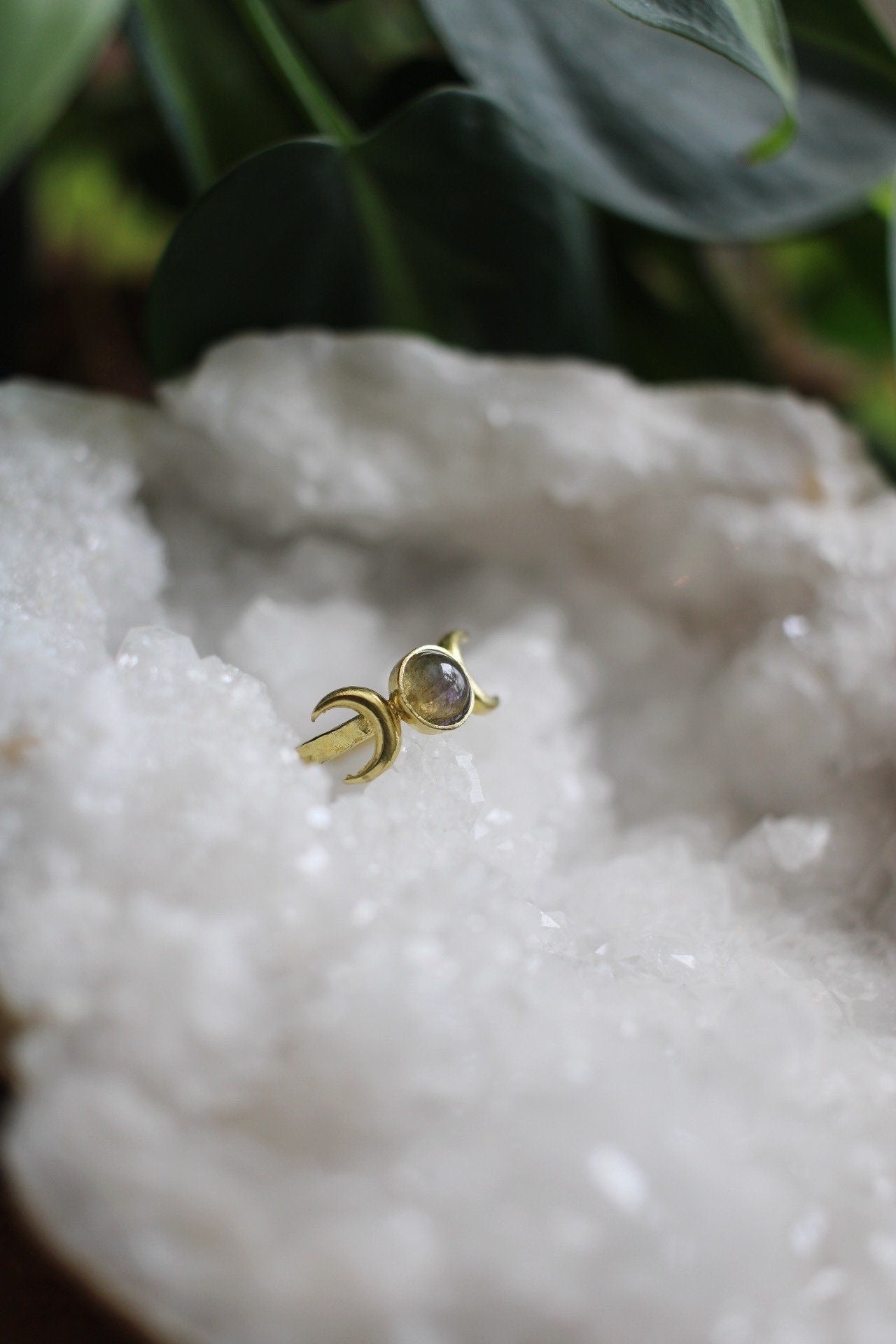 Labradorite Triple Moon Ring