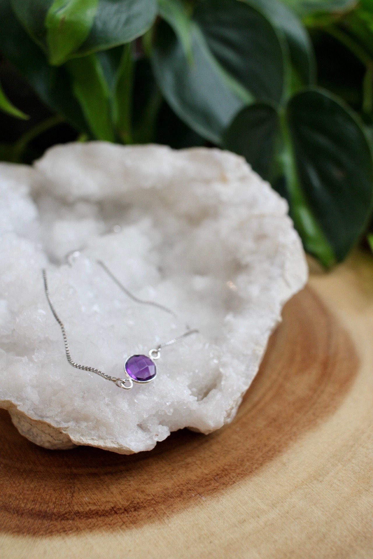 Dainty Amethyst Silver Bracelet