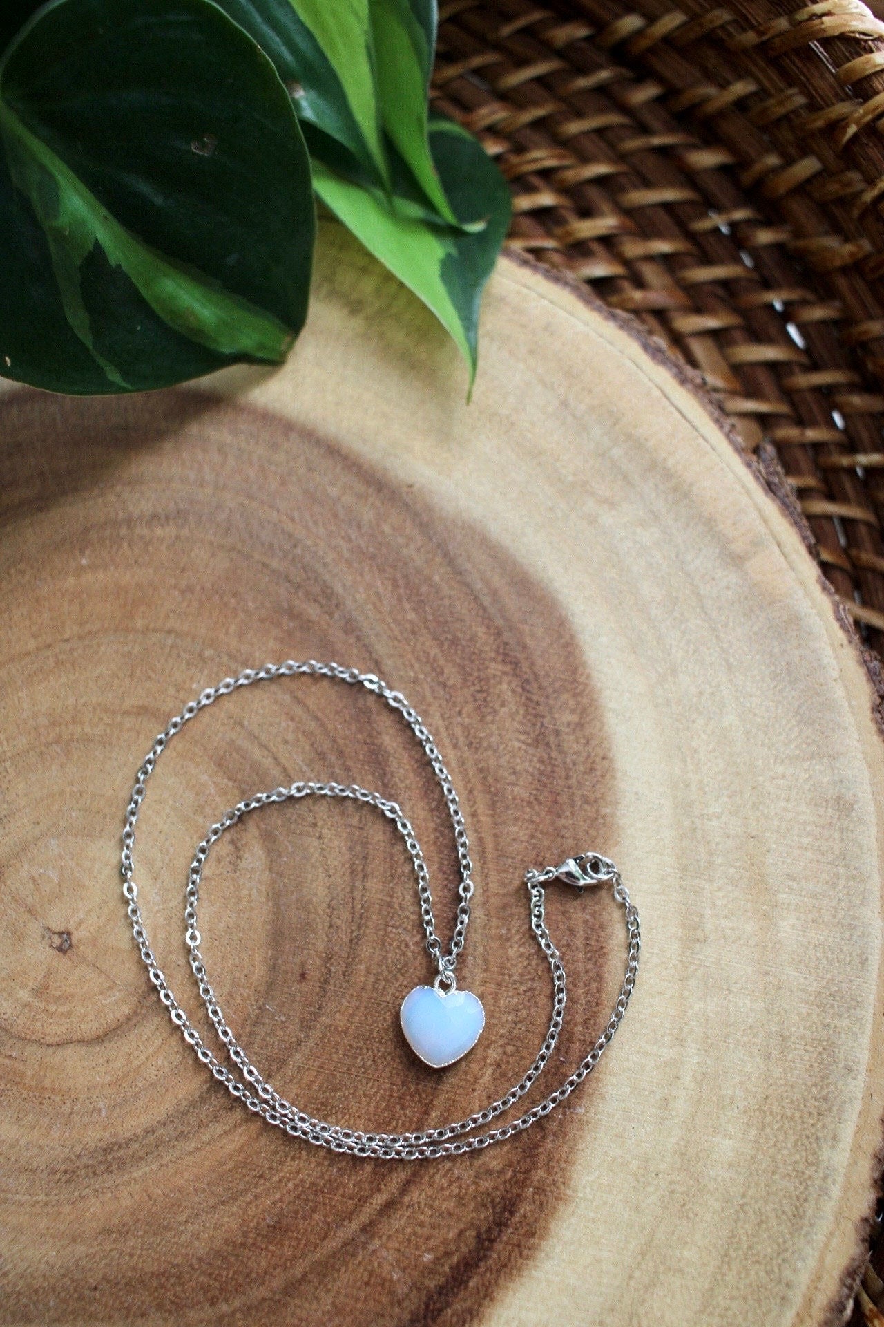Opalite Heart Crystal Necklace