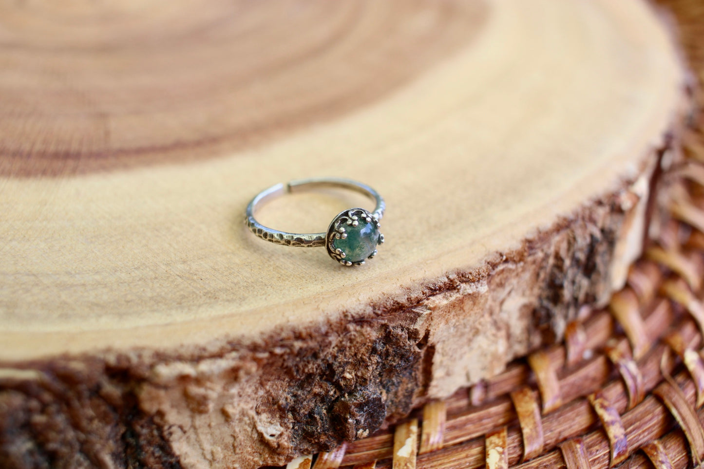 Dainty Moss Agate Ring