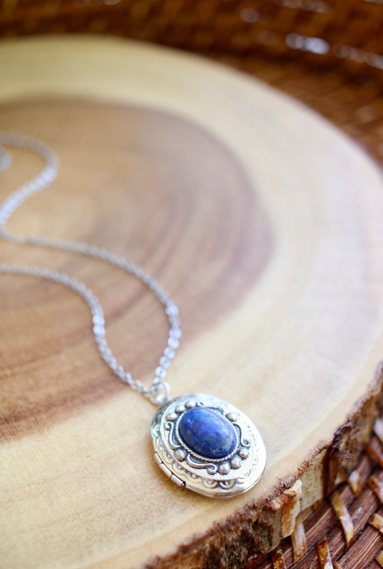 Natural Gemstone Locket Necklace