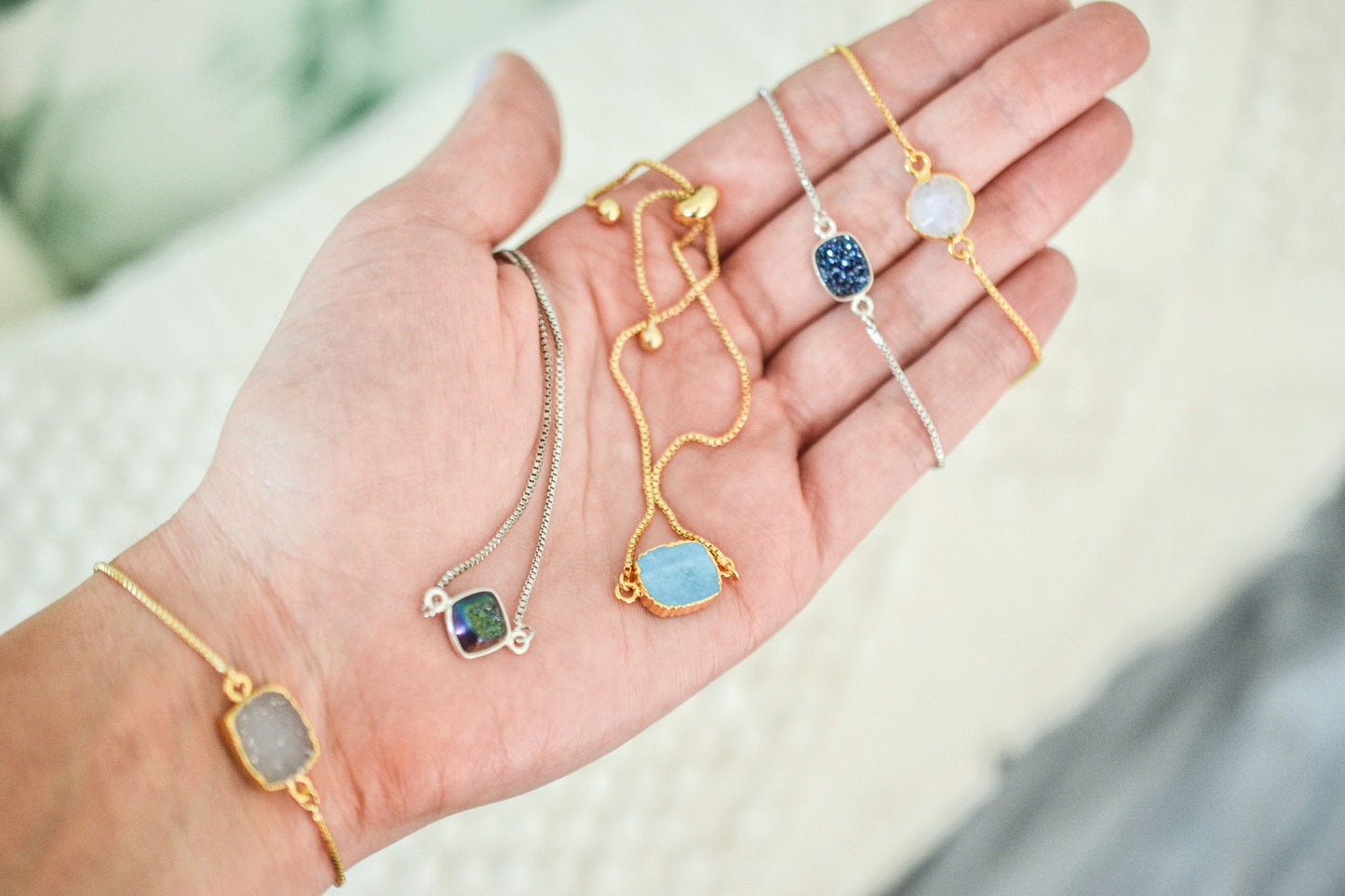 Dainty Gold Moonstone Bracelet