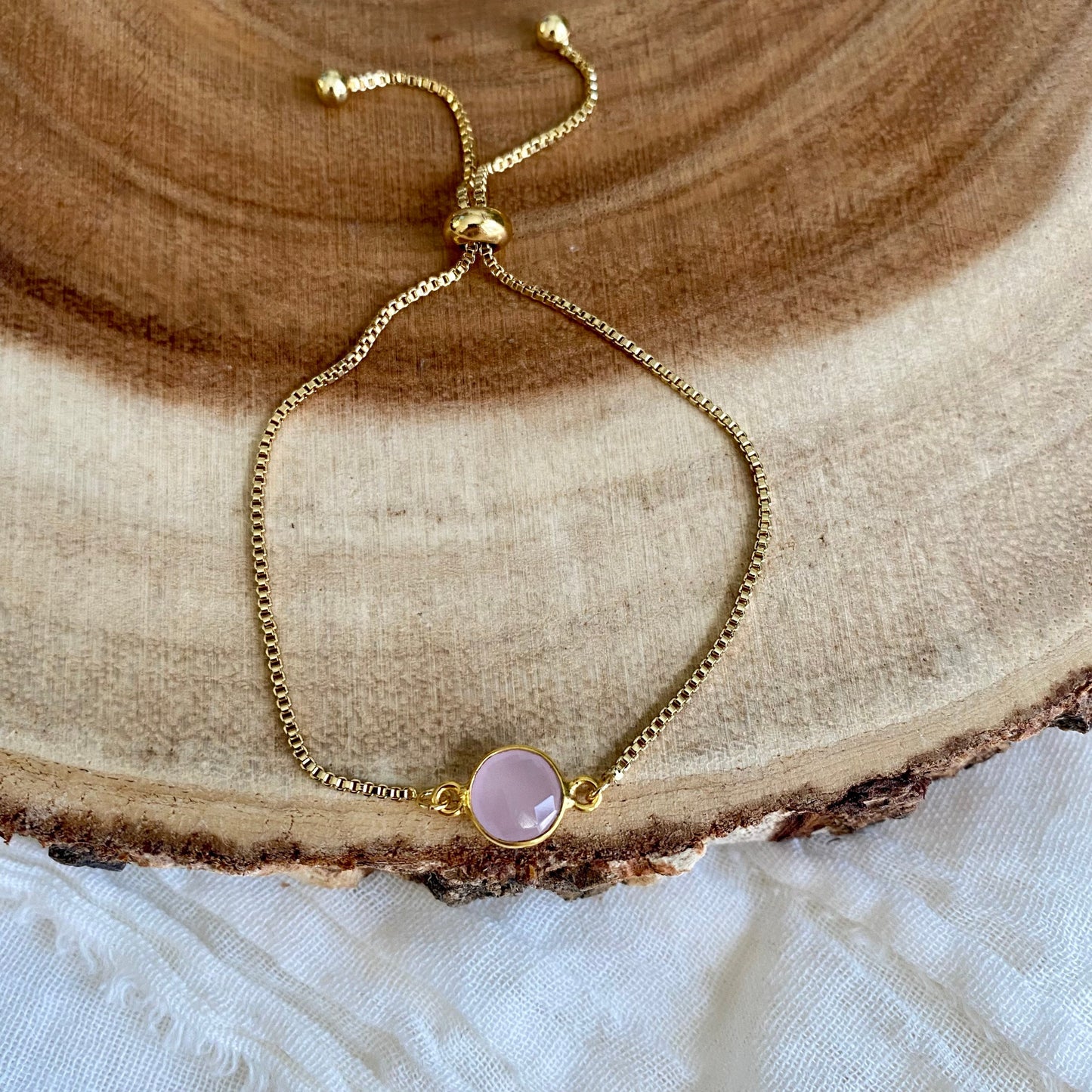 Rose Chalcedony Gold Bracelet