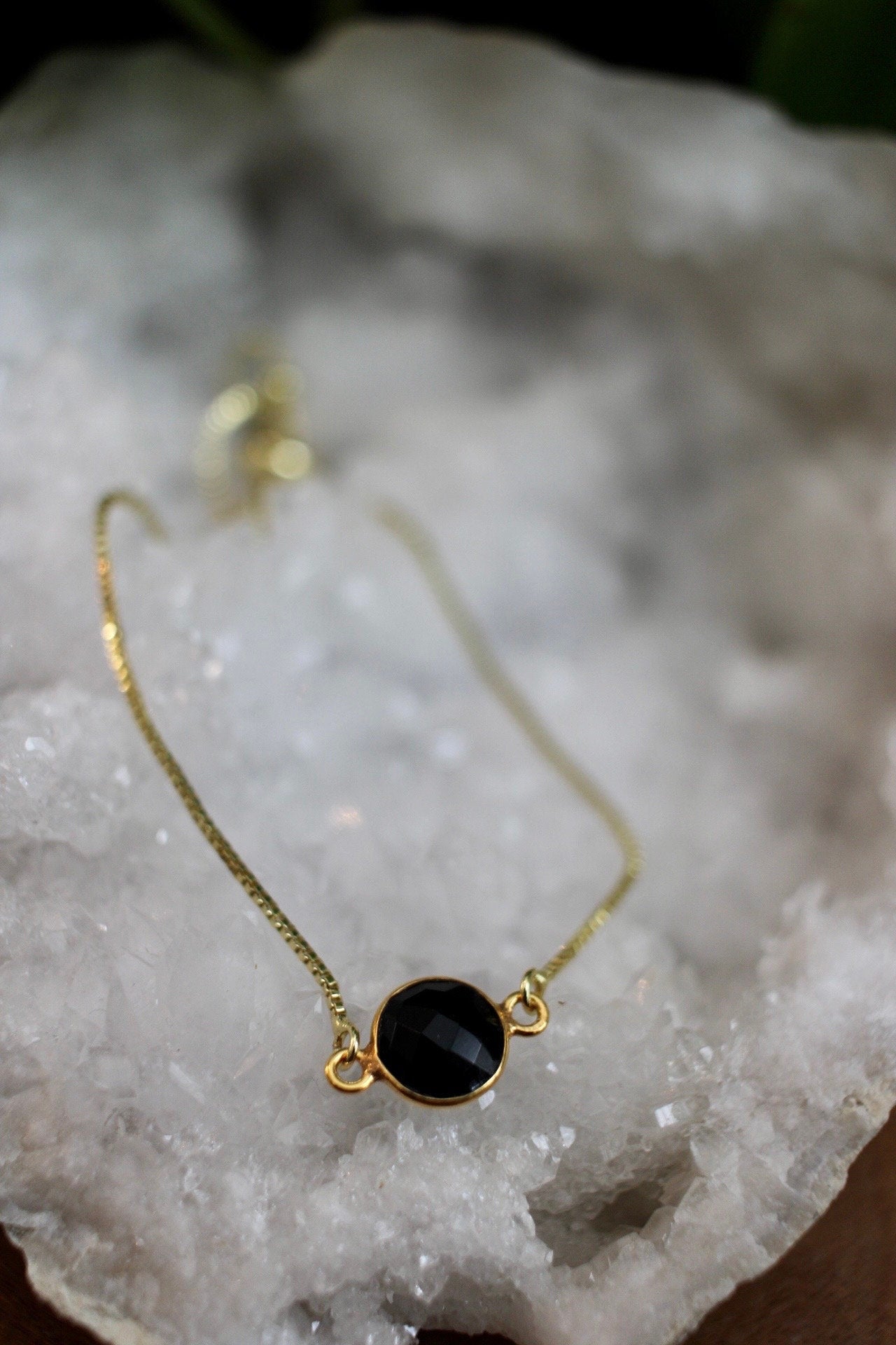 Black Onyx Gold Plated Bracelet