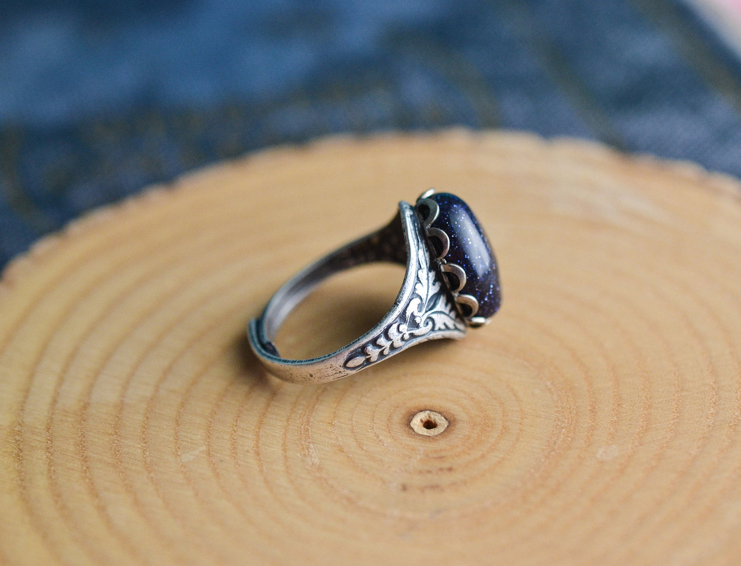 Blue Goldstone Ring