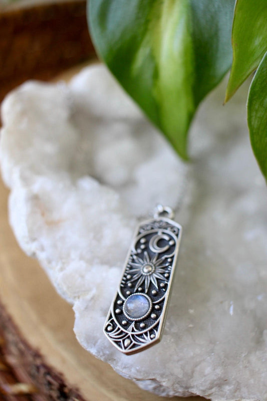 Silver Cosmic Moonstone Necklace