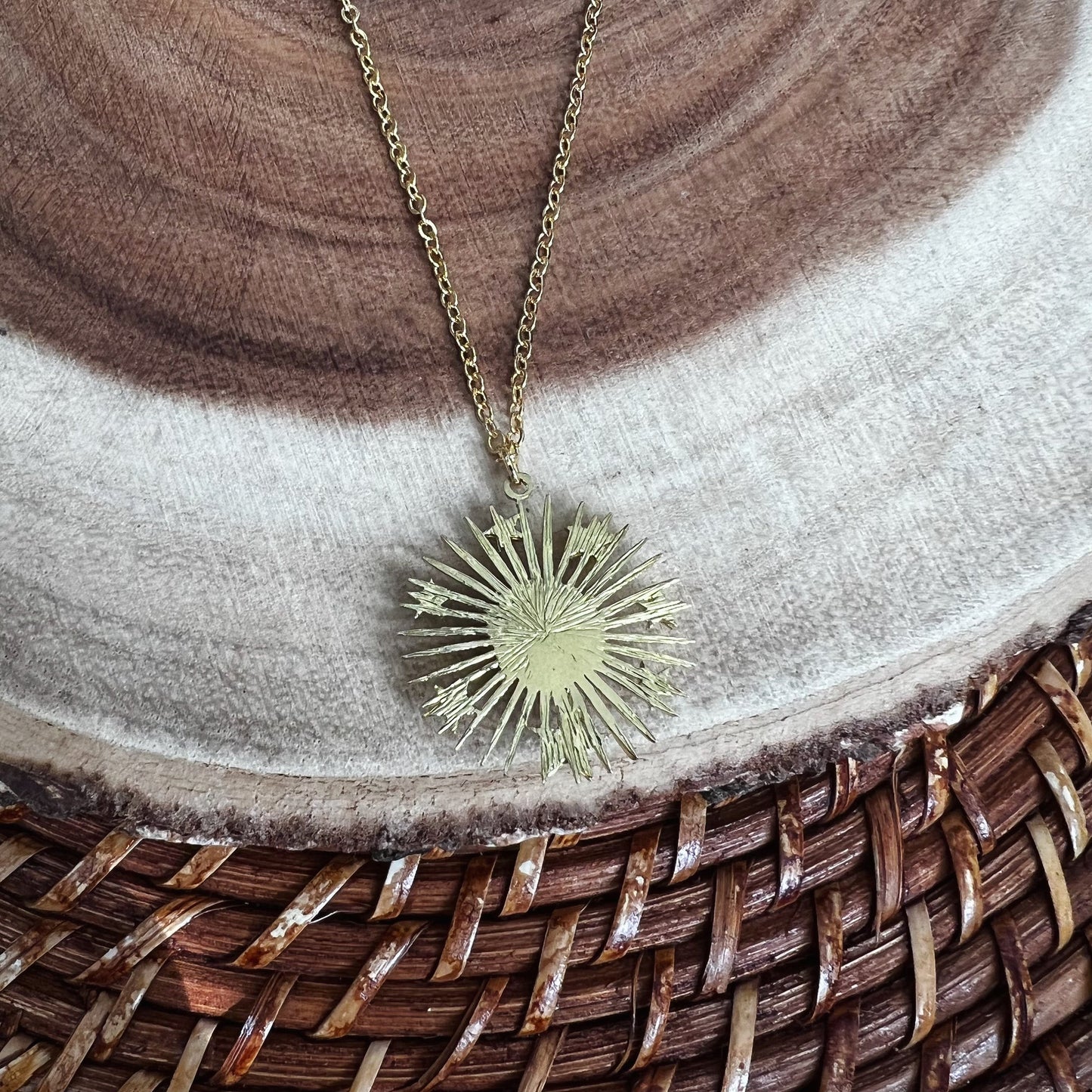 Rose Quartz Sun and Stars Celestial Necklace