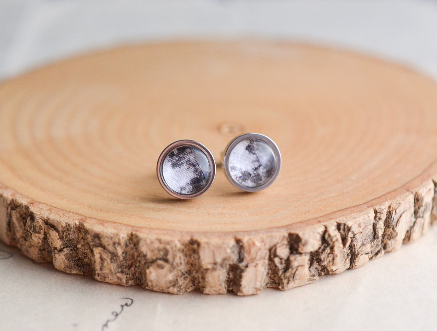 Dainty Full Moon Stainless Steel Stud Earrings