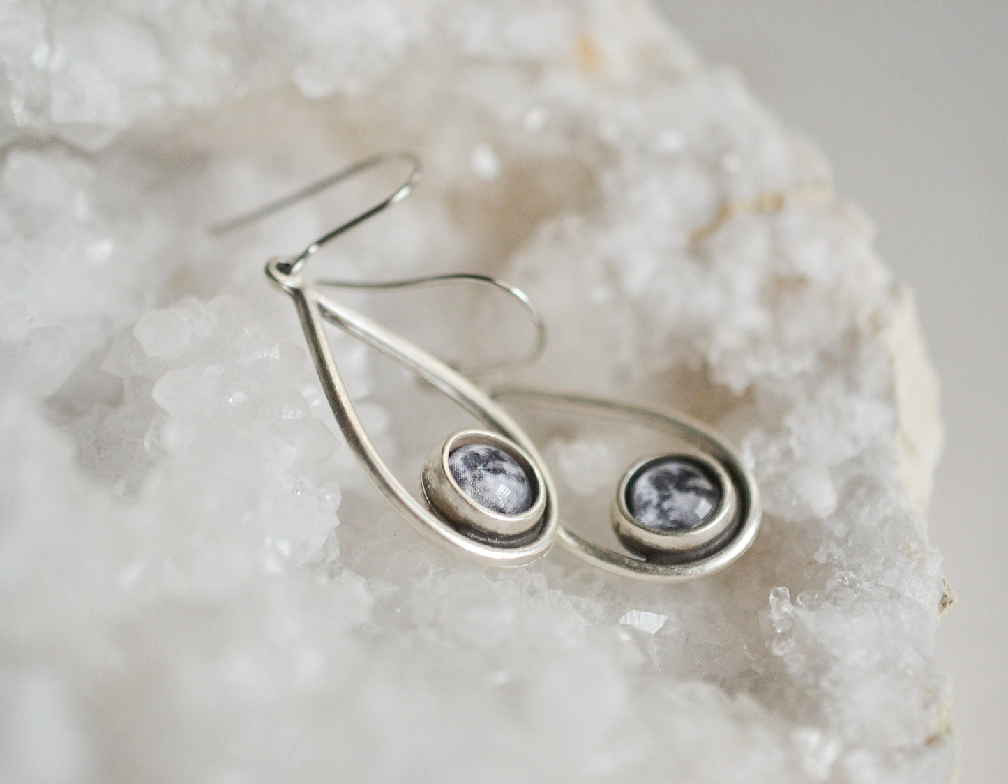 Full Moon Dangle Drop Earrings