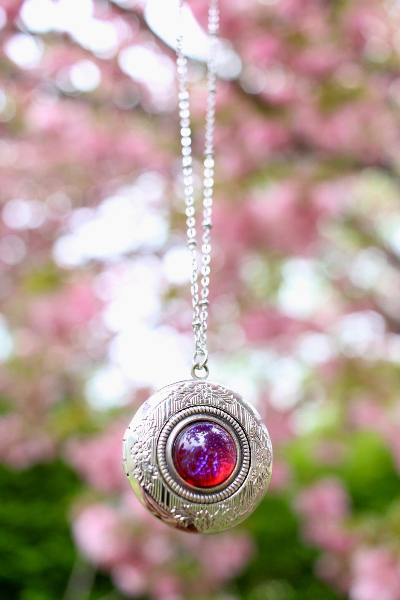Fire Opal Locket Necklace