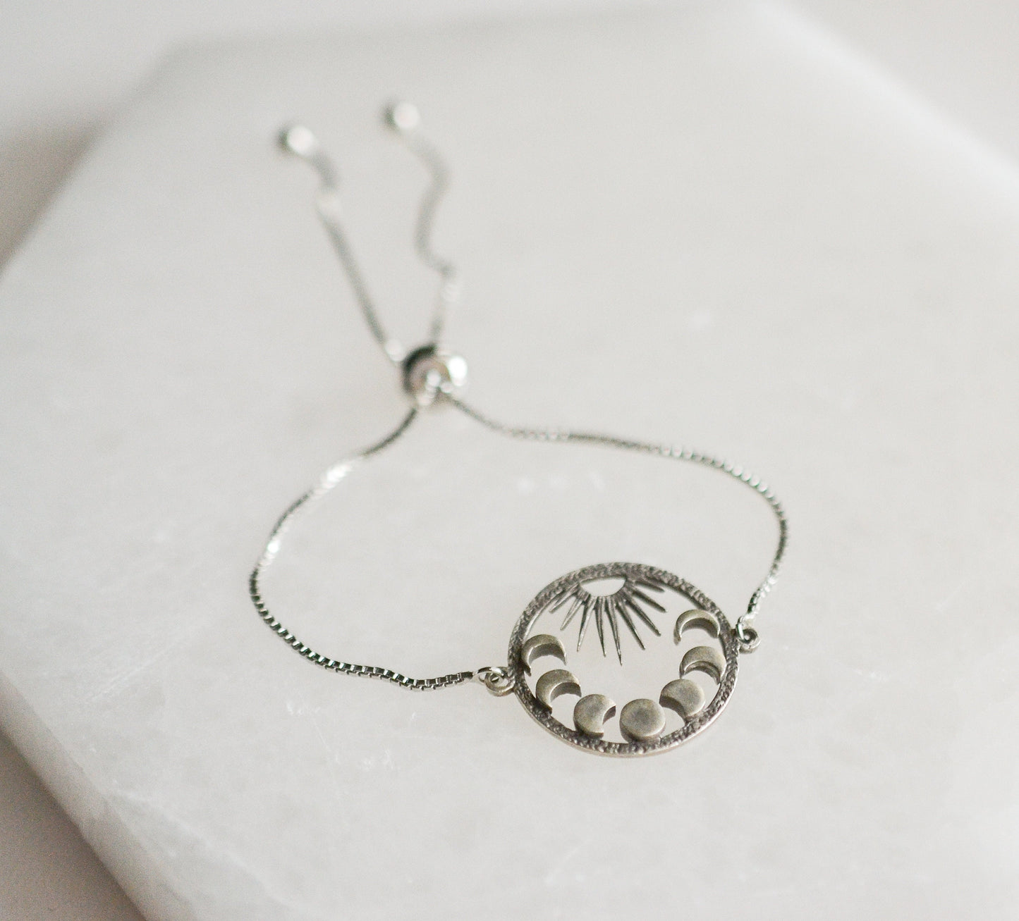 Sun and Moon Phases Silver Bracelet