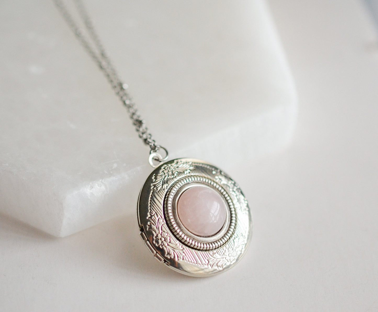 Rose Quartz Locket Necklace