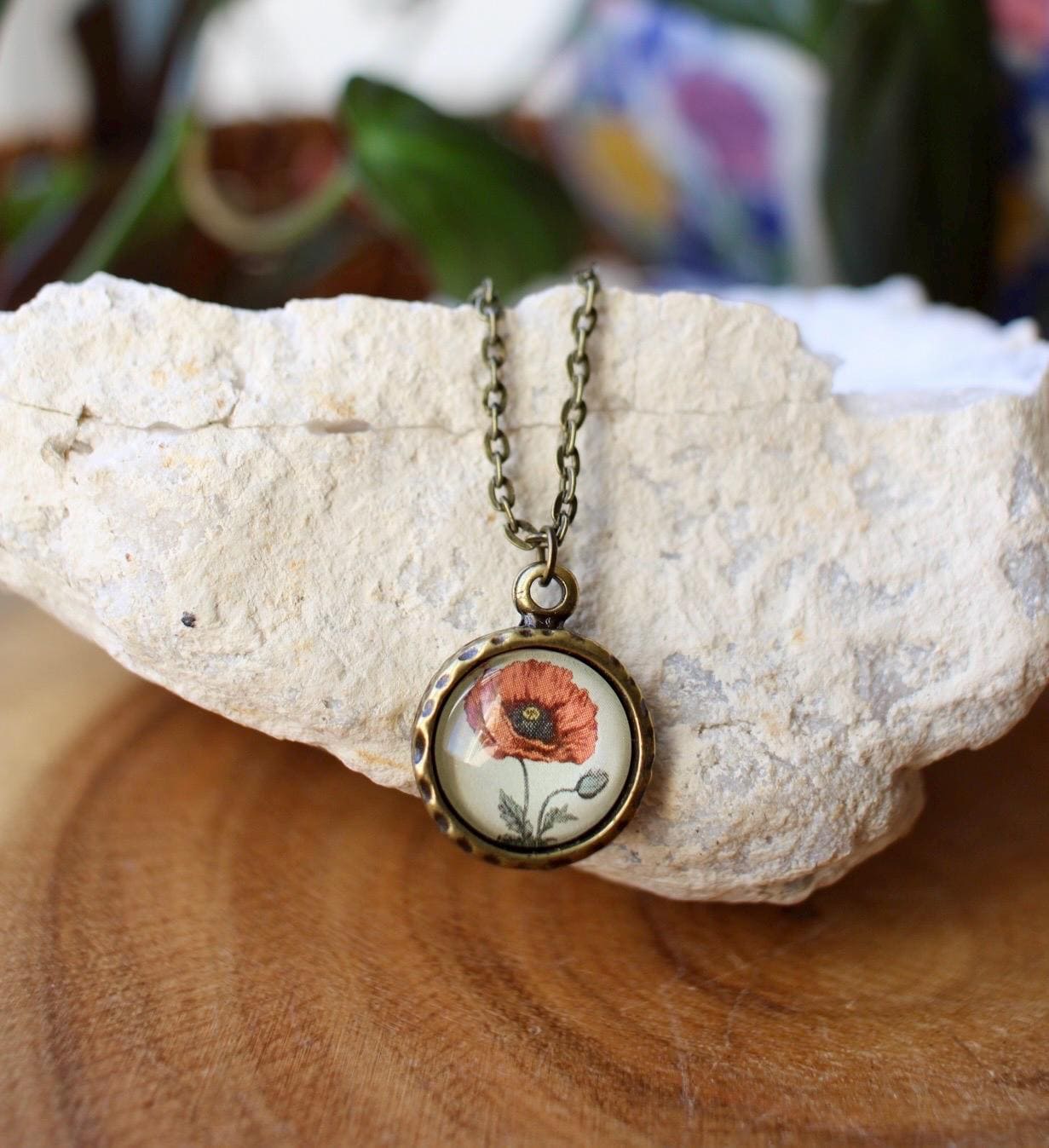 Dainty Poppy Pendant Necklace