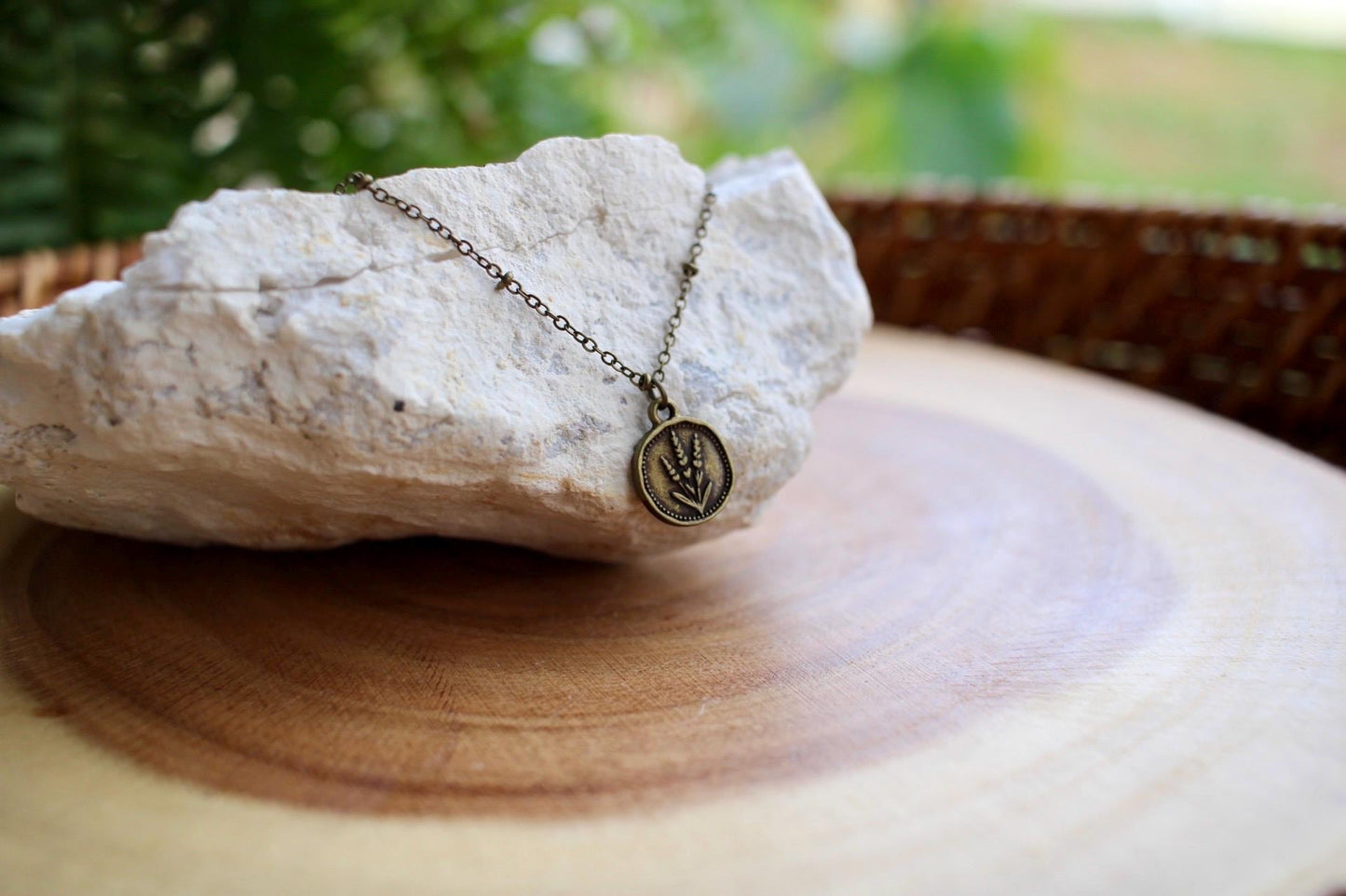 Dainty Bronze Lavender Flower Necklace