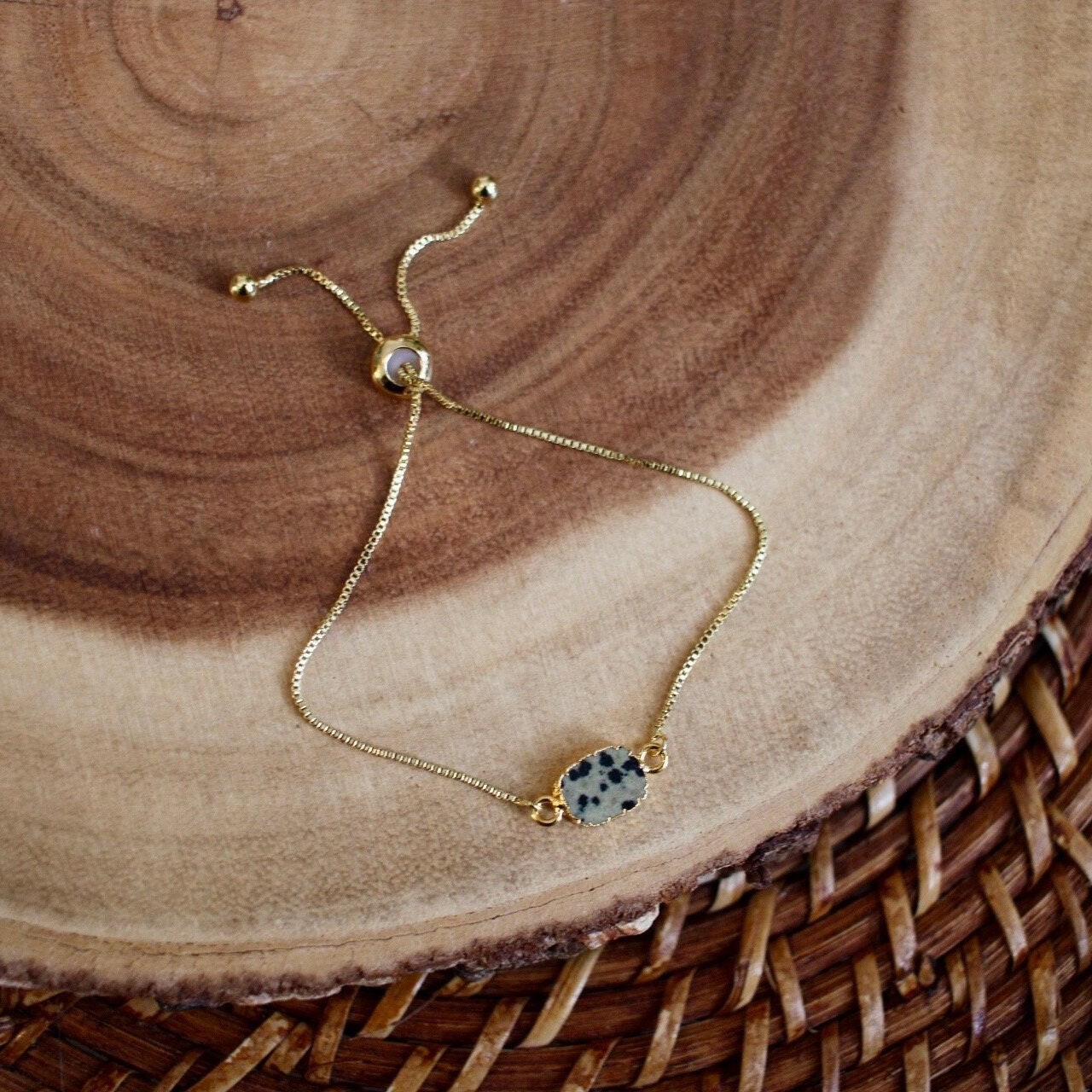 Dalmatian Jasper Gold Bracelet