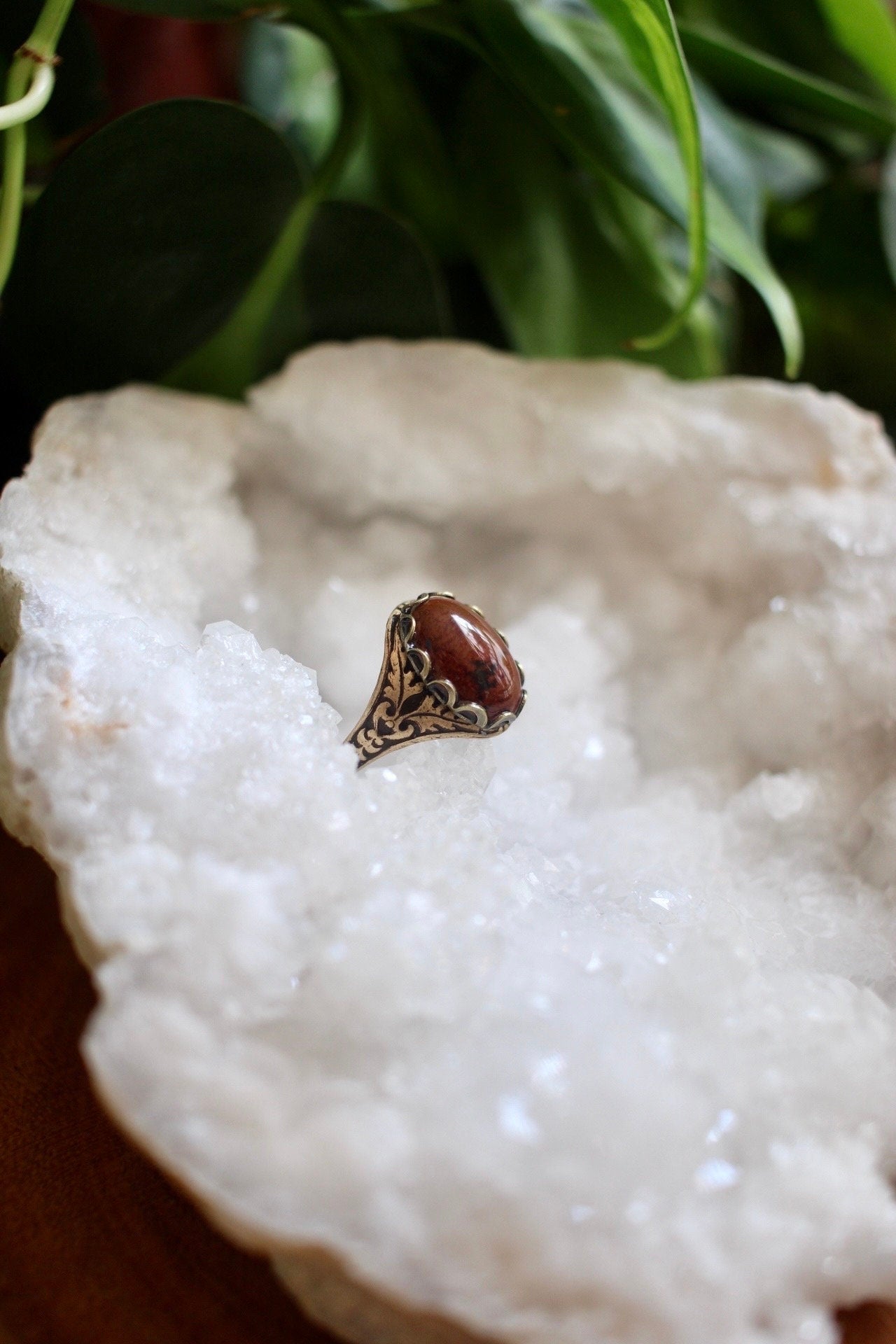 Red Obsidian Adjustable Gemstone Ring