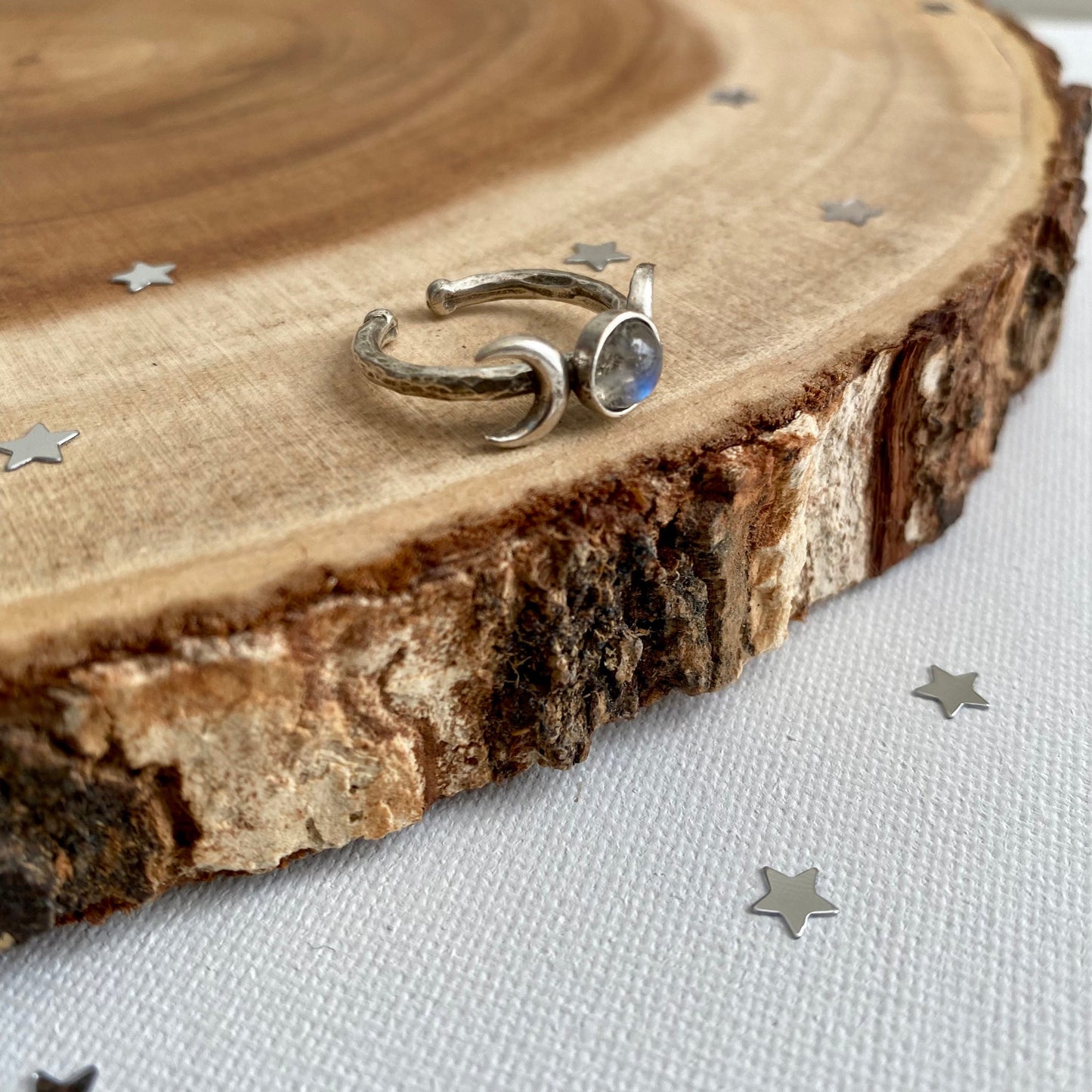 Moonstone Triple Moon Ring